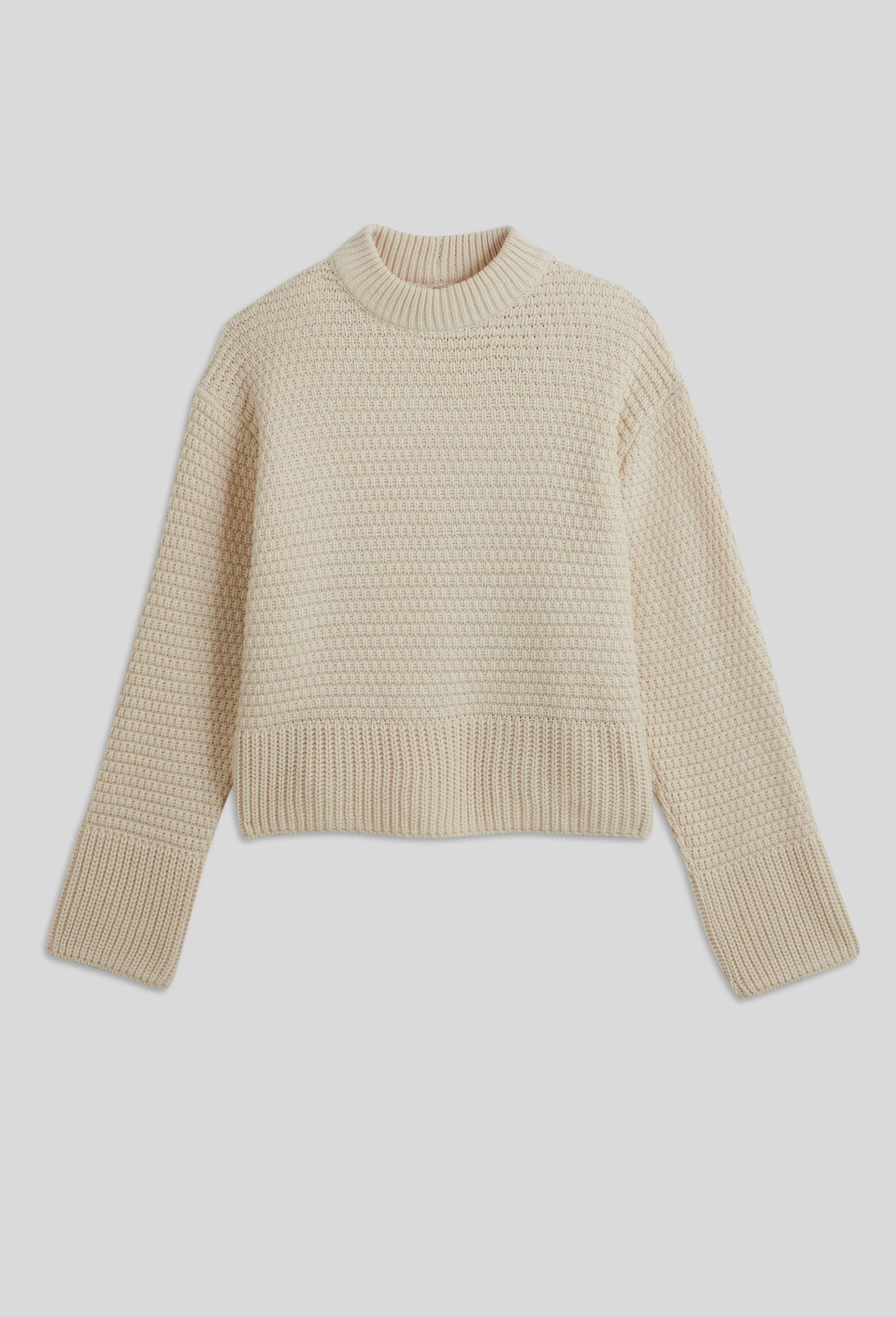 Pull col rond point fantaisie, Ecru, swatch image