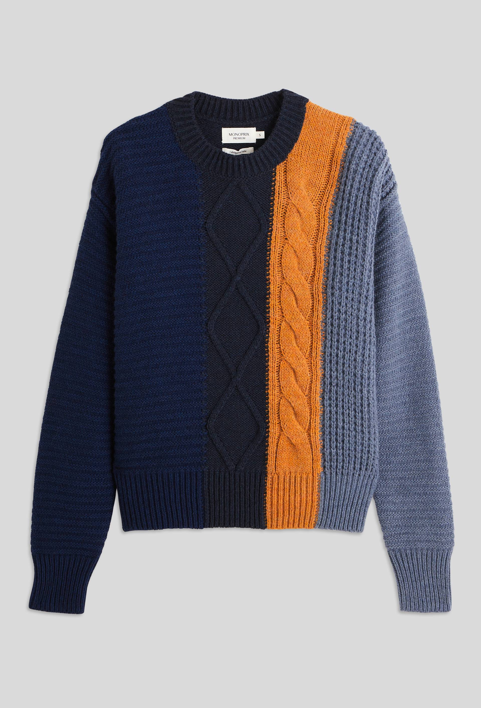 Pull col rond contenant de la laine, Bleu foncé, large image number 2.0