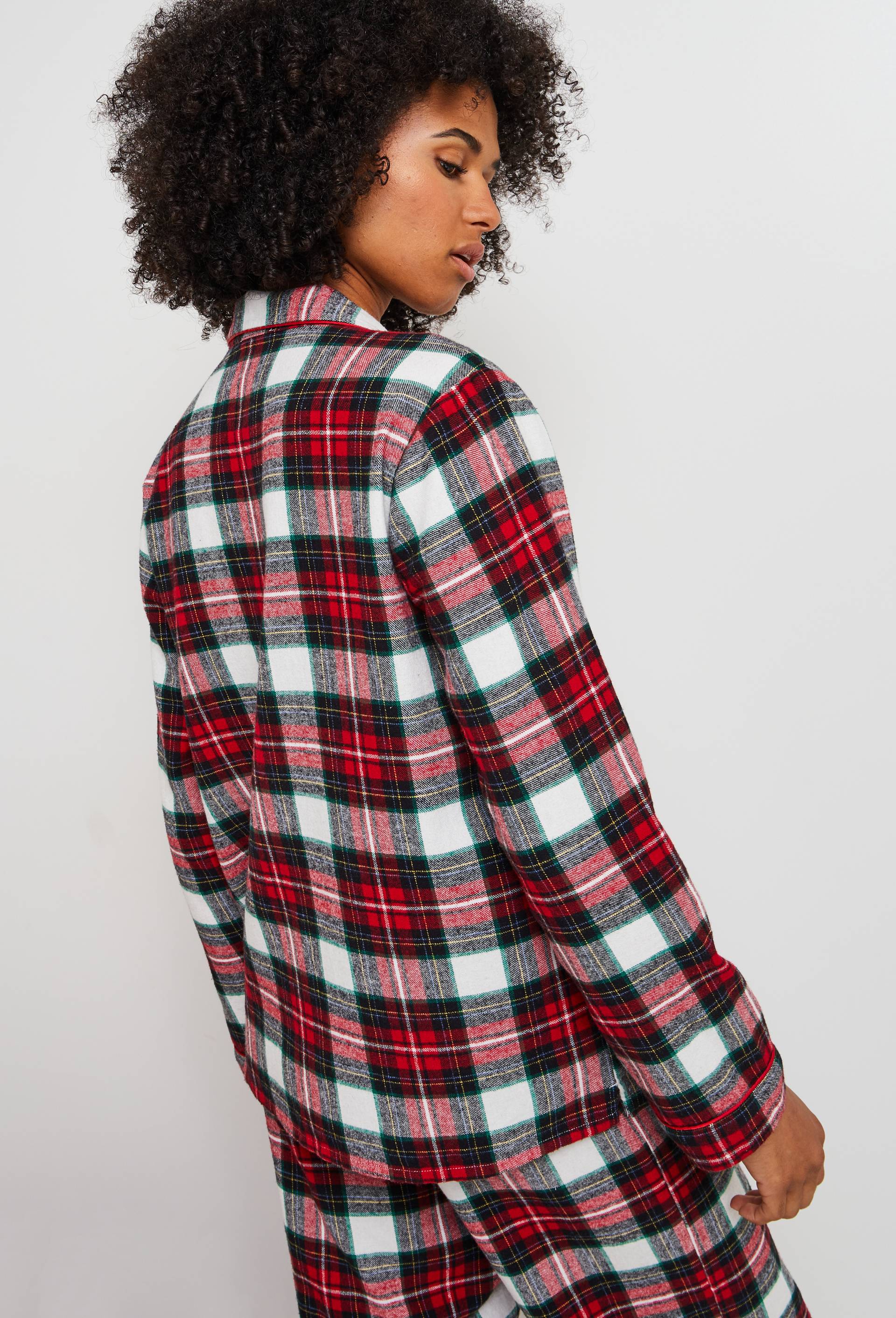 Pyjama col tailleur à carreaux en flanelle 100% coton BIO, Rouge, large image number 1