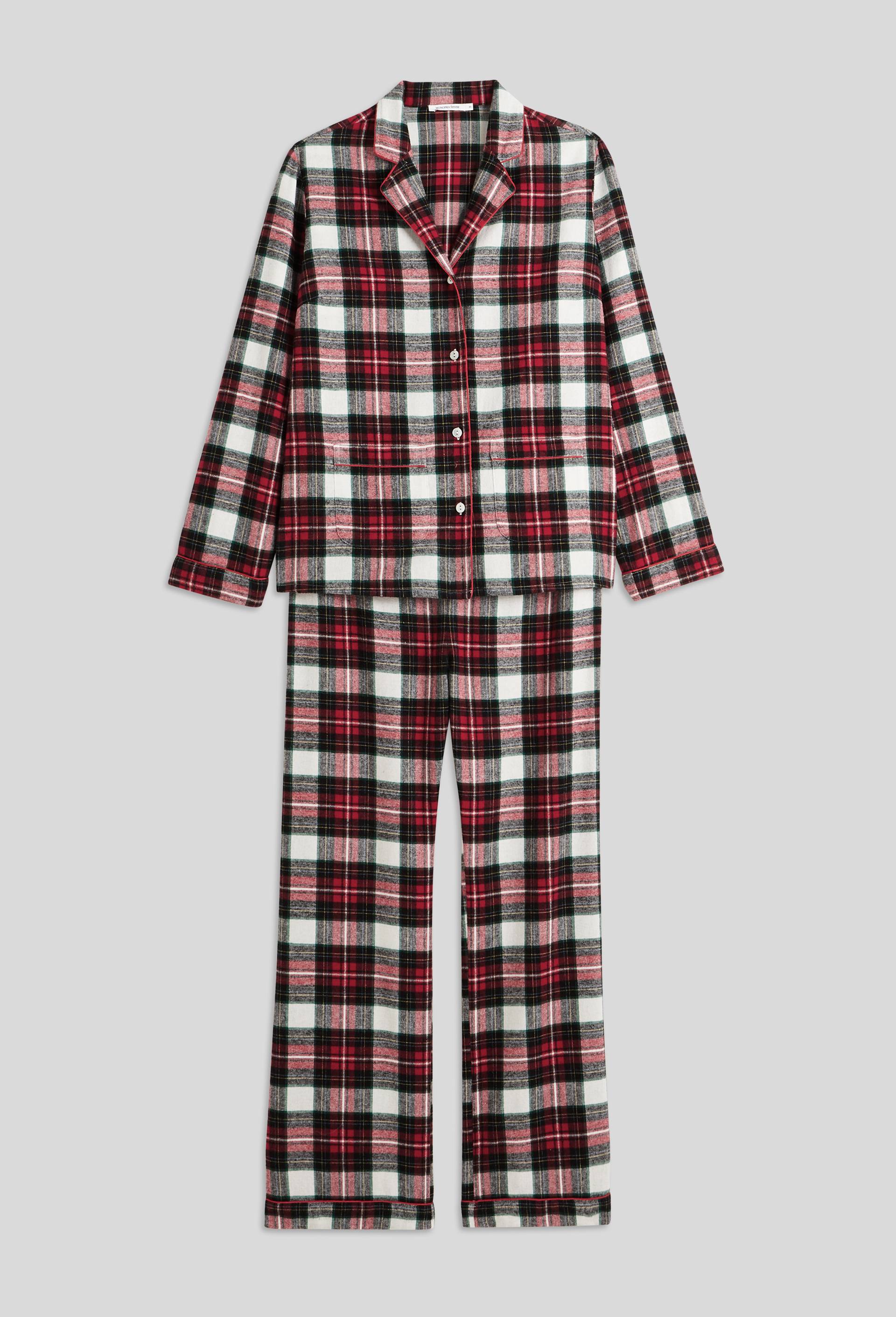Pyjama col tailleur à carreaux en flanelle 100% coton BIO, Rouge, large image number 2