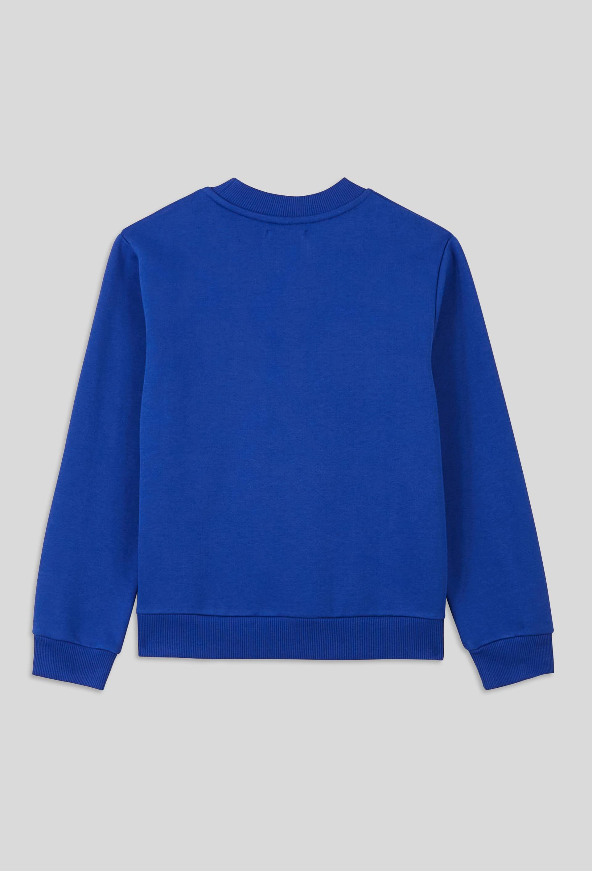 Sweat col rond uni avec imprimé vendredi contenant du coton BIO, certifié OEKO-TEX, Bleu, large image number 2