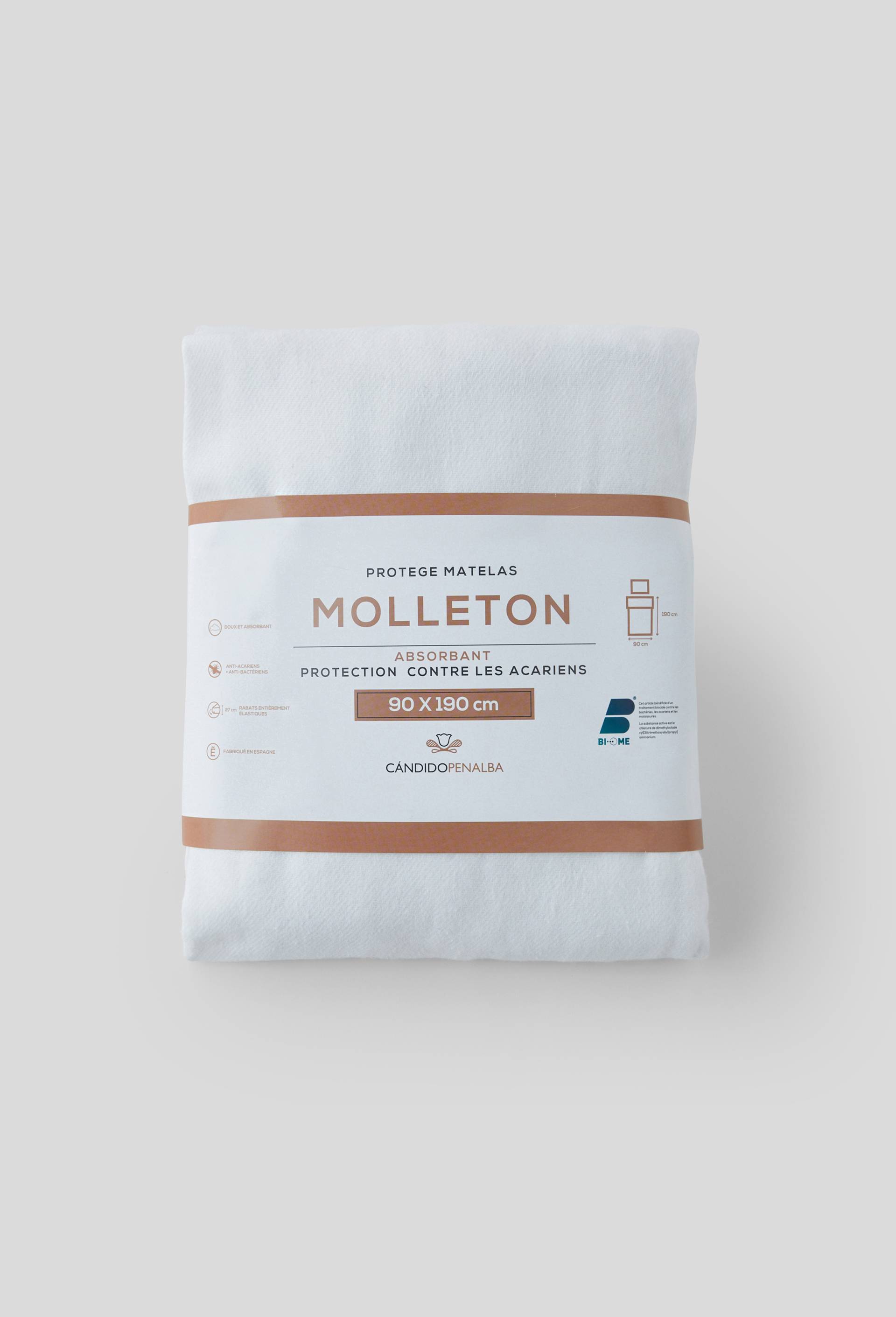 Protège-matelas anti acariens, 90x190cm, 100% coton, Blanc, large image number 1.0