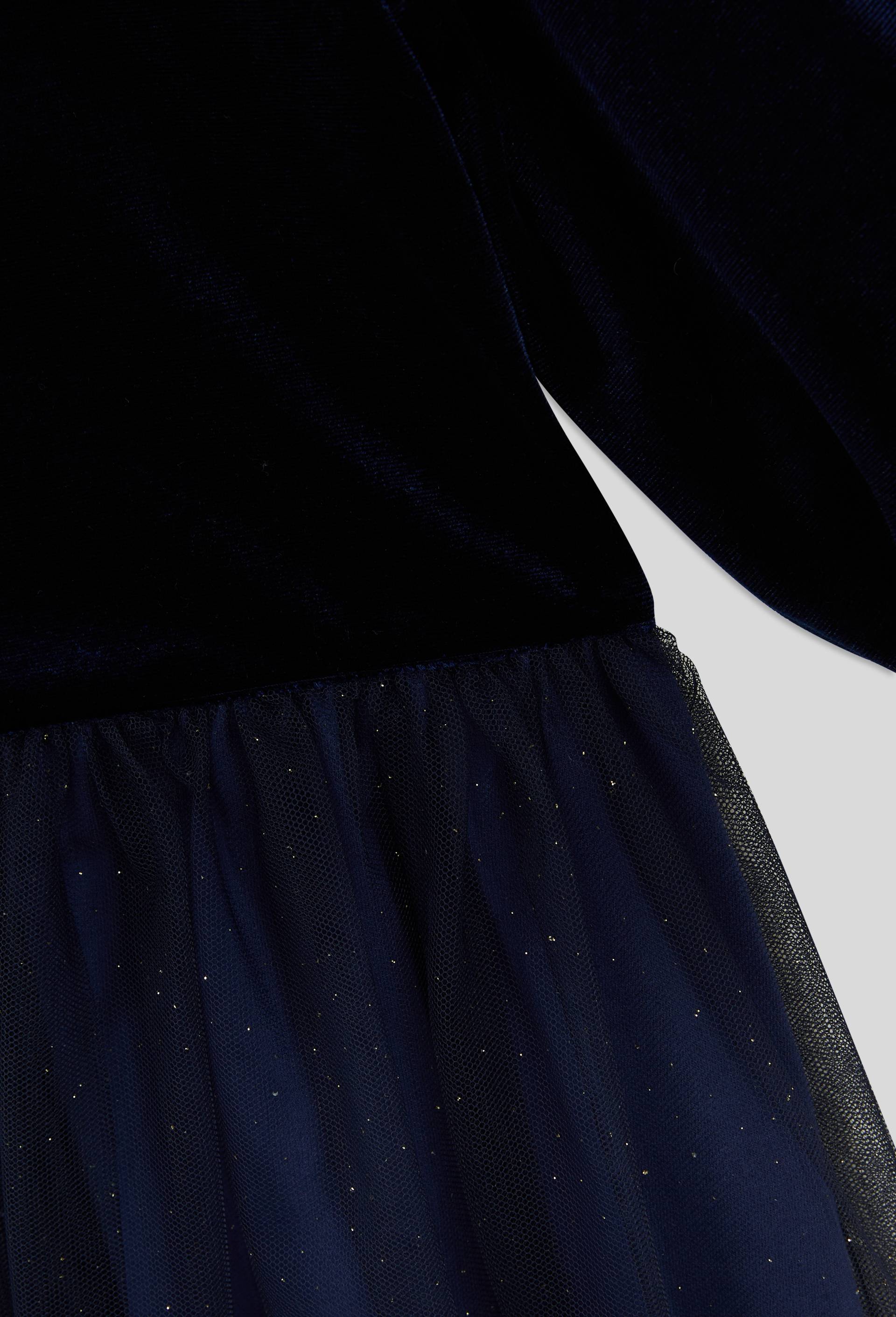 Robe bi-matière en velours et tulle, certifié OEKO-TEX, Bleu foncé, large image number 2
