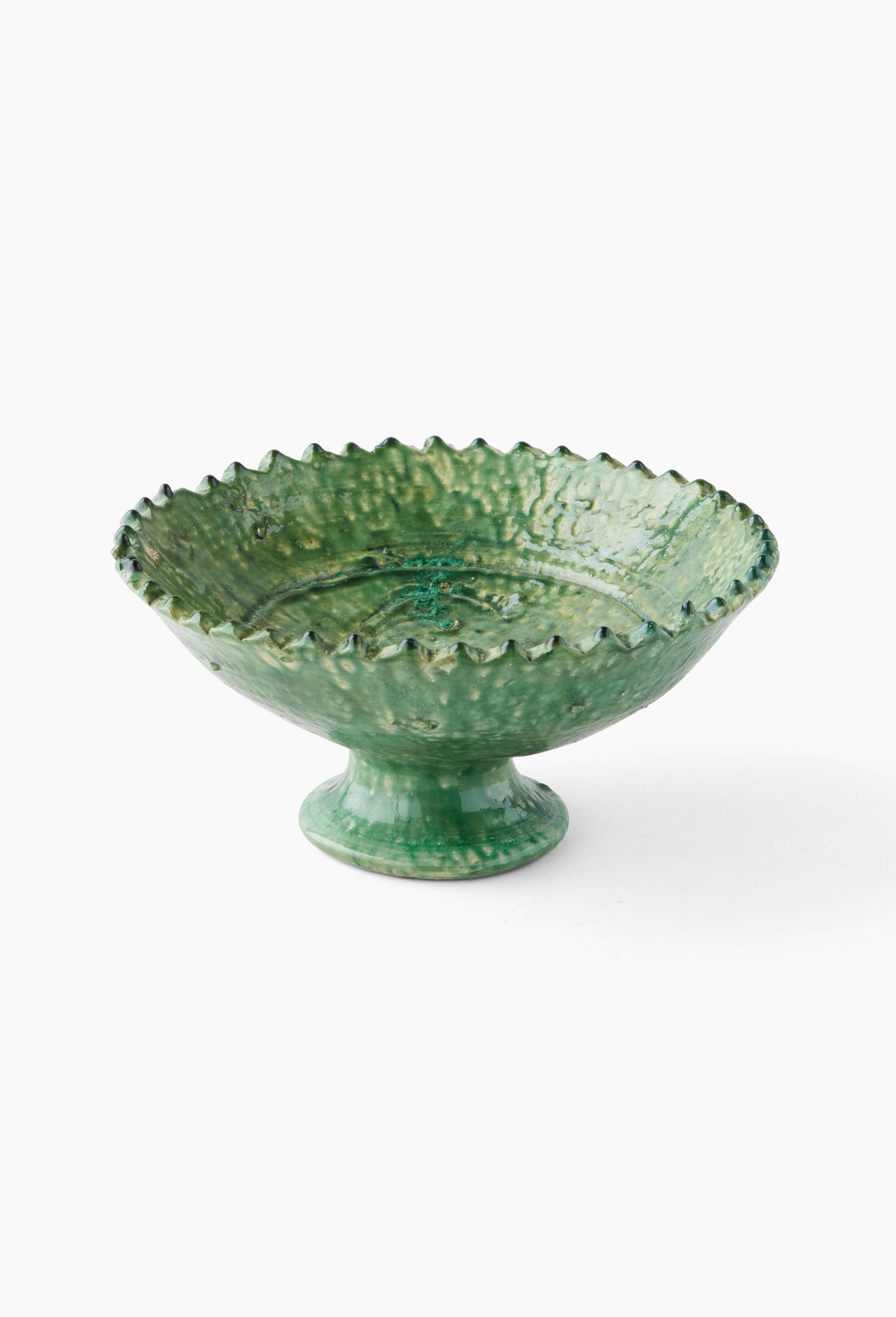 Coupelle tamegroute, D25cm, en terre cuite, Fabriquée au Maroc, Vert foncé, large image number 0.0