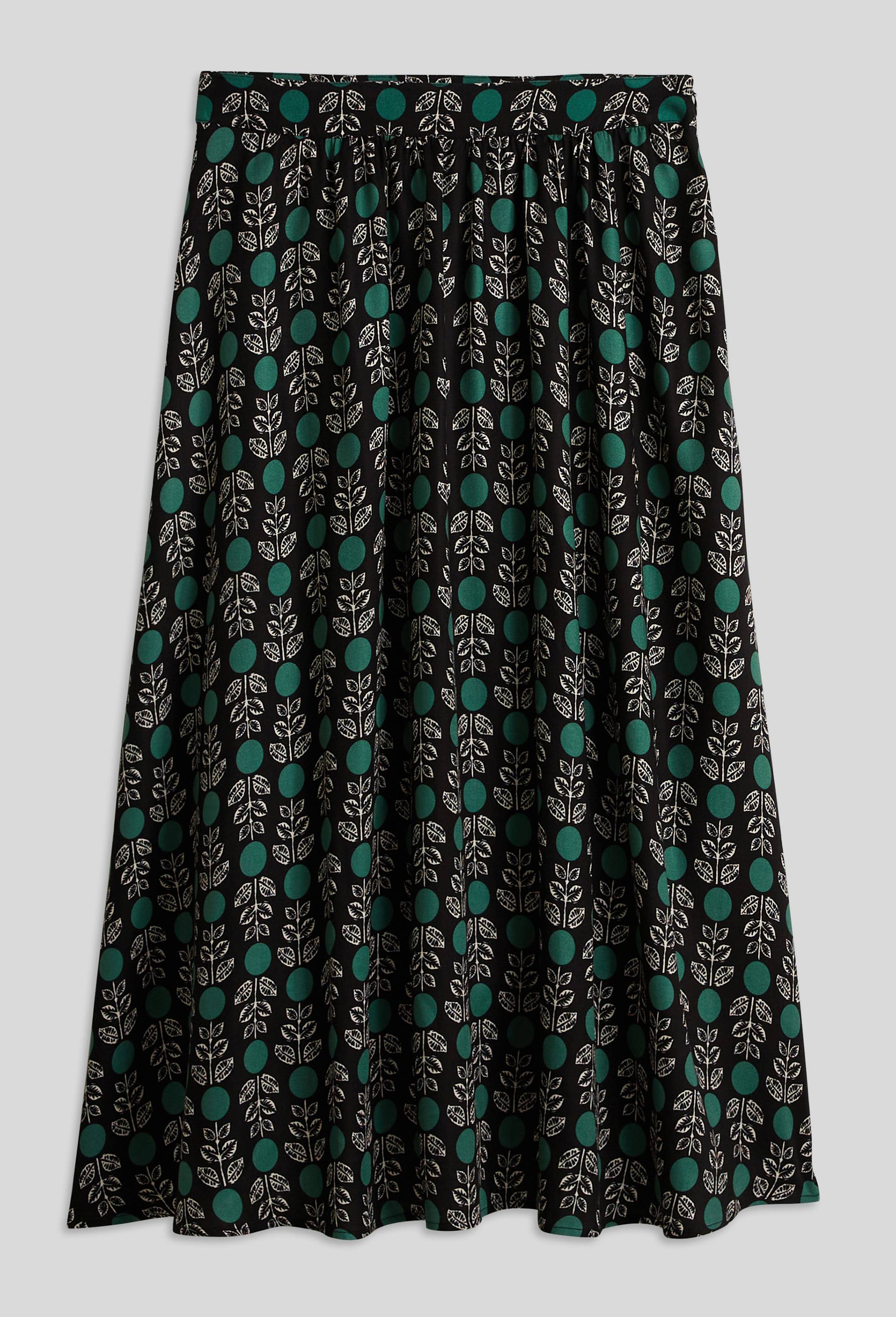Jupe midi imprimée, certifiée OEKO-TEX, Noir, large image number 2.0