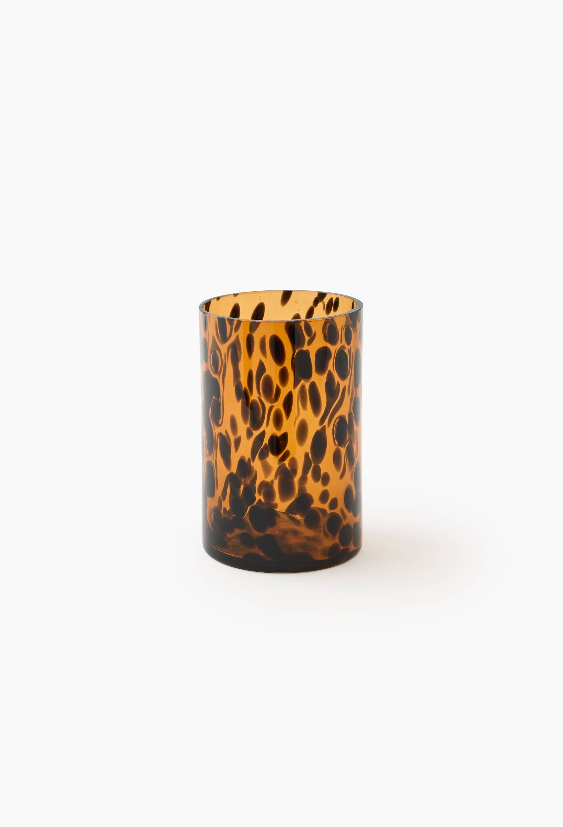 Vase tachet&eacute;, 10xH15cm, en verre, Brun, large image number 0