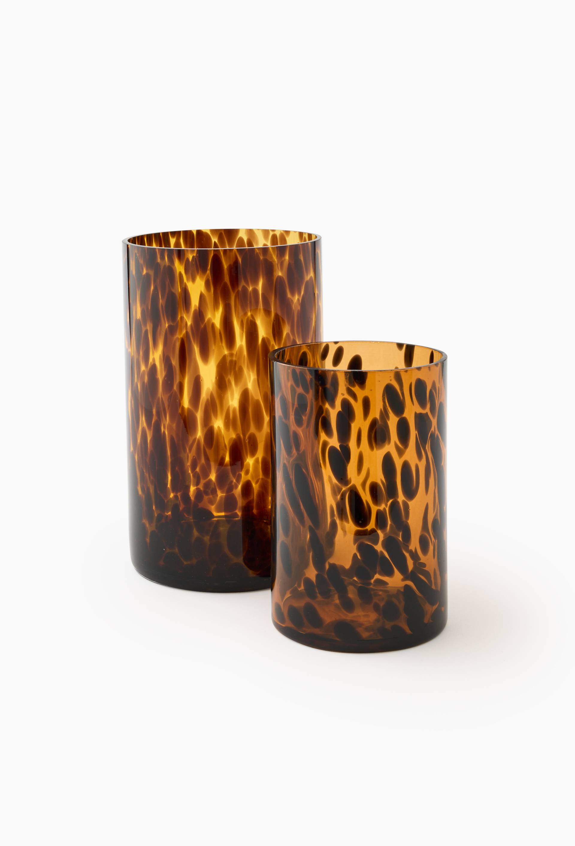 Vase tachet&eacute;, 10xH15cm, en verre, Brun, large image number 1