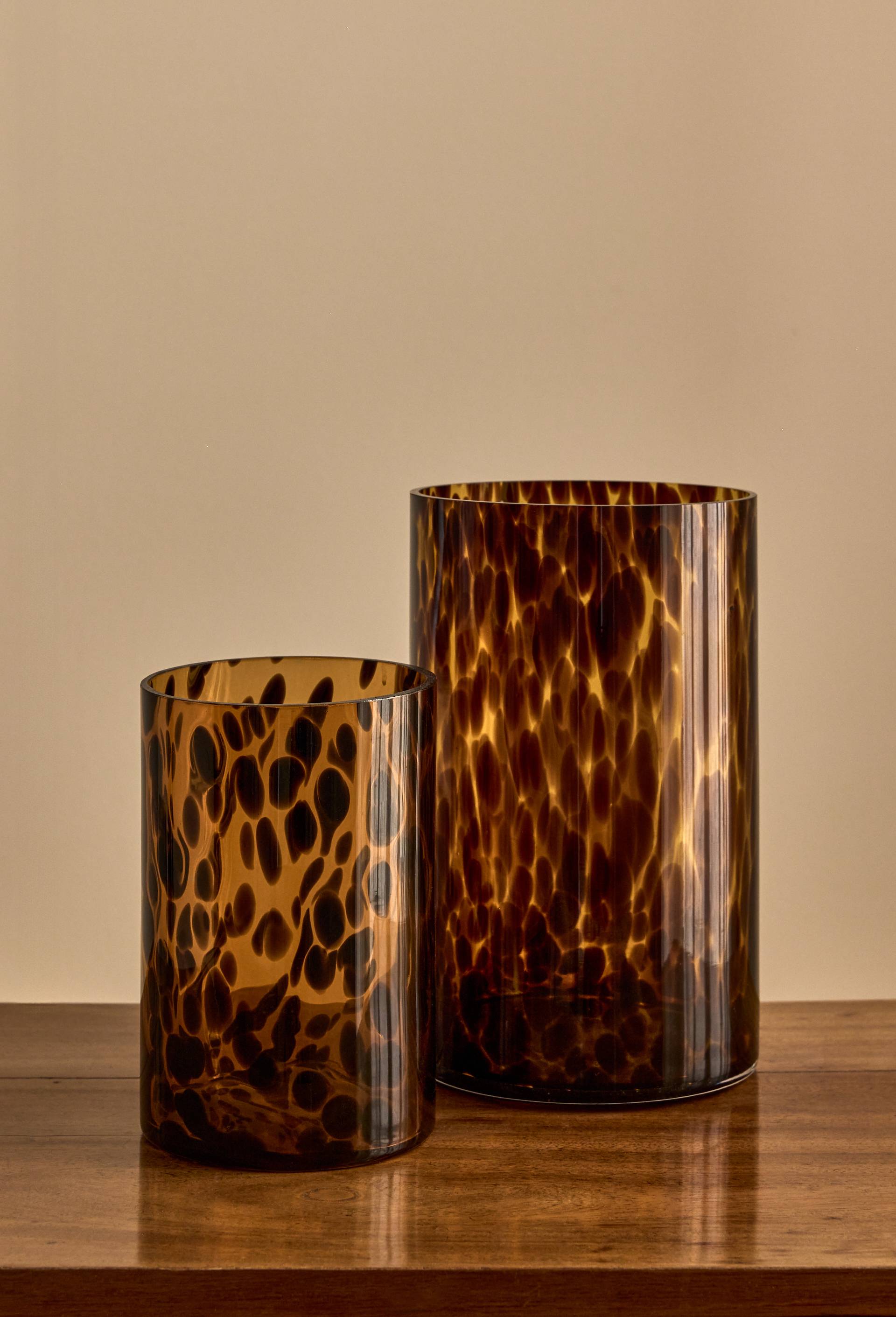 Vase tachet&eacute;, 10xH15cm, en verre, Brun, large image number 2