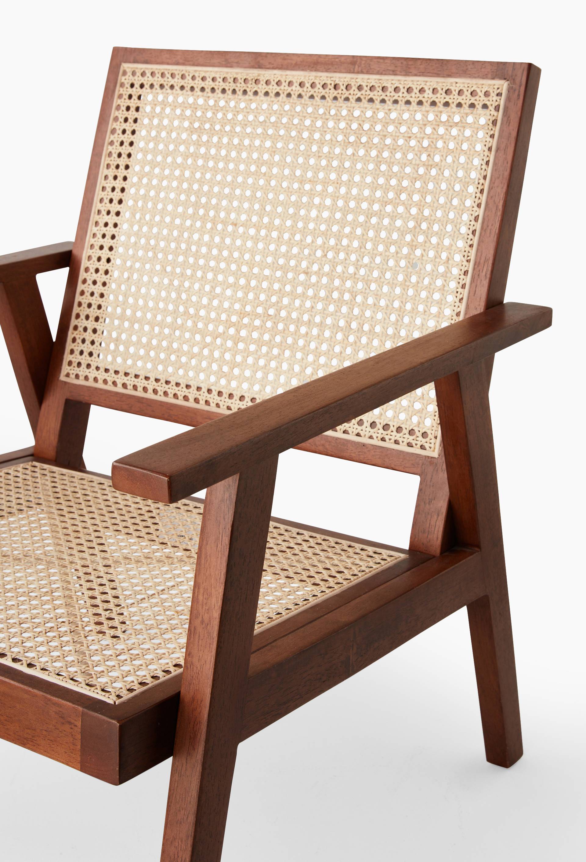 Fauteuil accoudoirs, H72,5x61x61,5cm, en bois d'hévéa, Brun, large image number 1.0