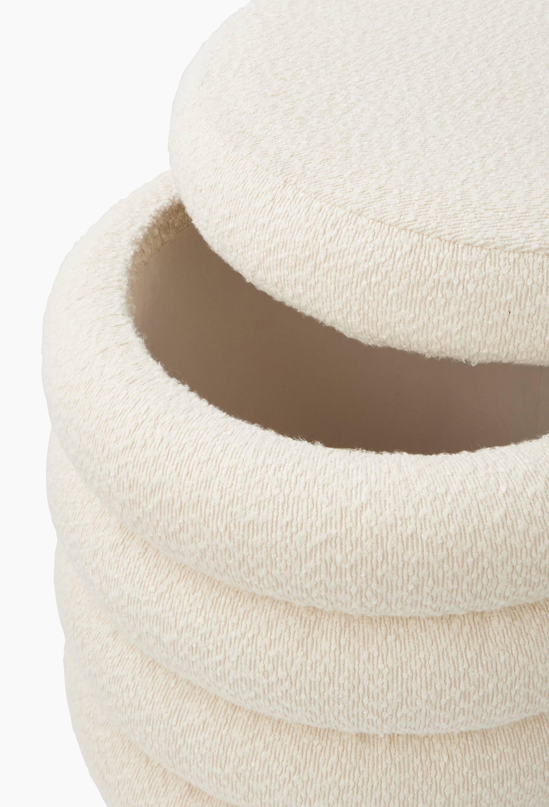 Pouf coffre effet gratté, D42xH41cm, en polyester, Blanc, large image number 1.0
