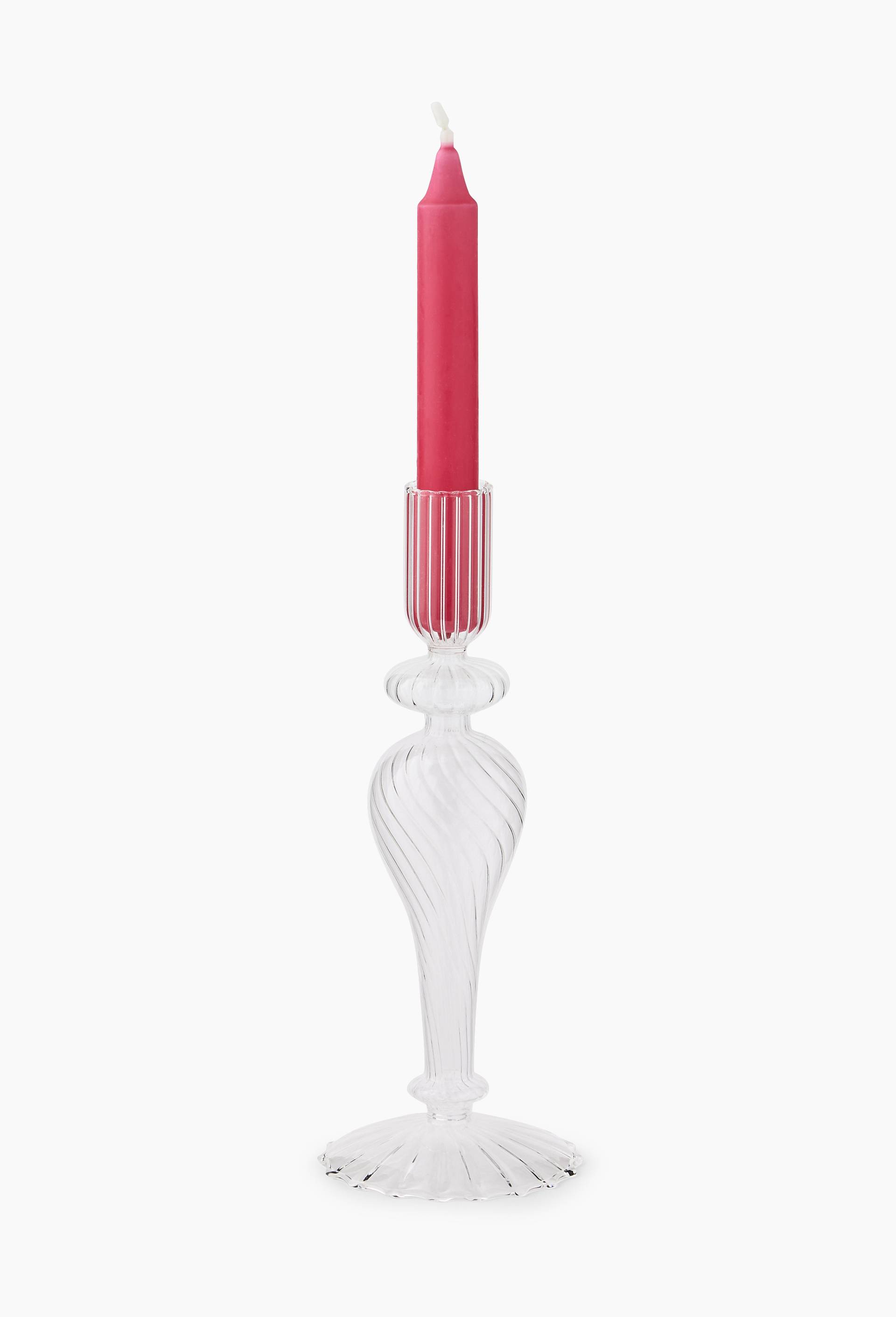 Bougeoir en borosilicate twisté L, Transparent, large image number 0.0
