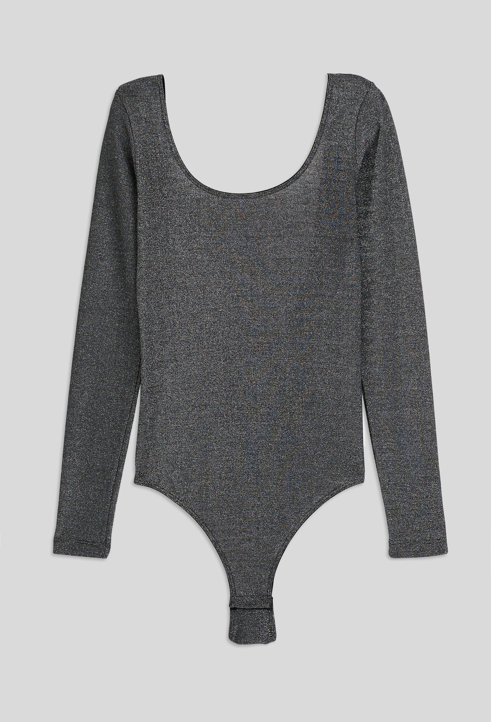 Body manches longues ROMANE en laine et soie avec fils m&eacute;tallis&eacute;s, Oeko-Tex, Argent, large image number 2