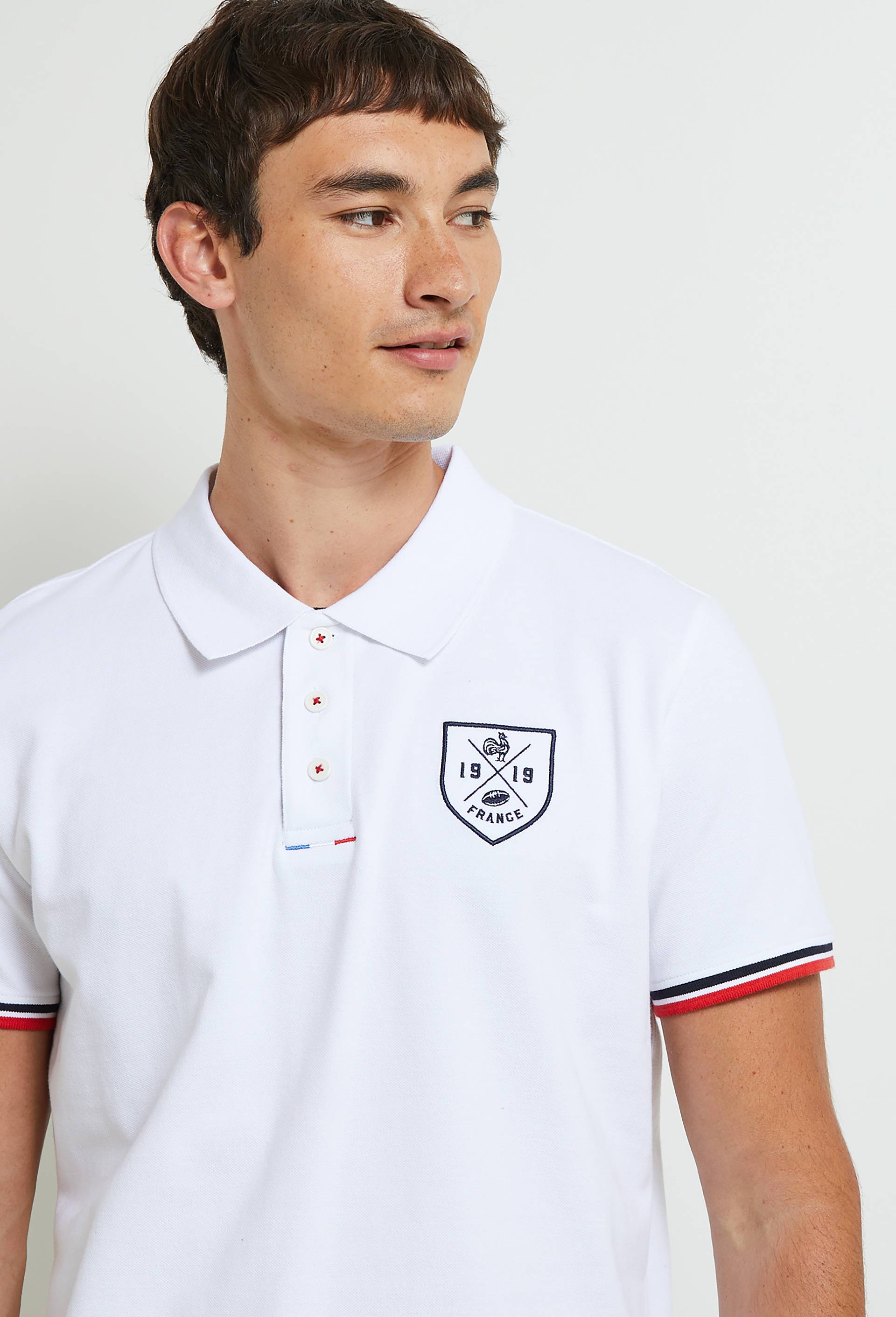 Polo France rugby en coton BIO, Blanc, large image number 0.0