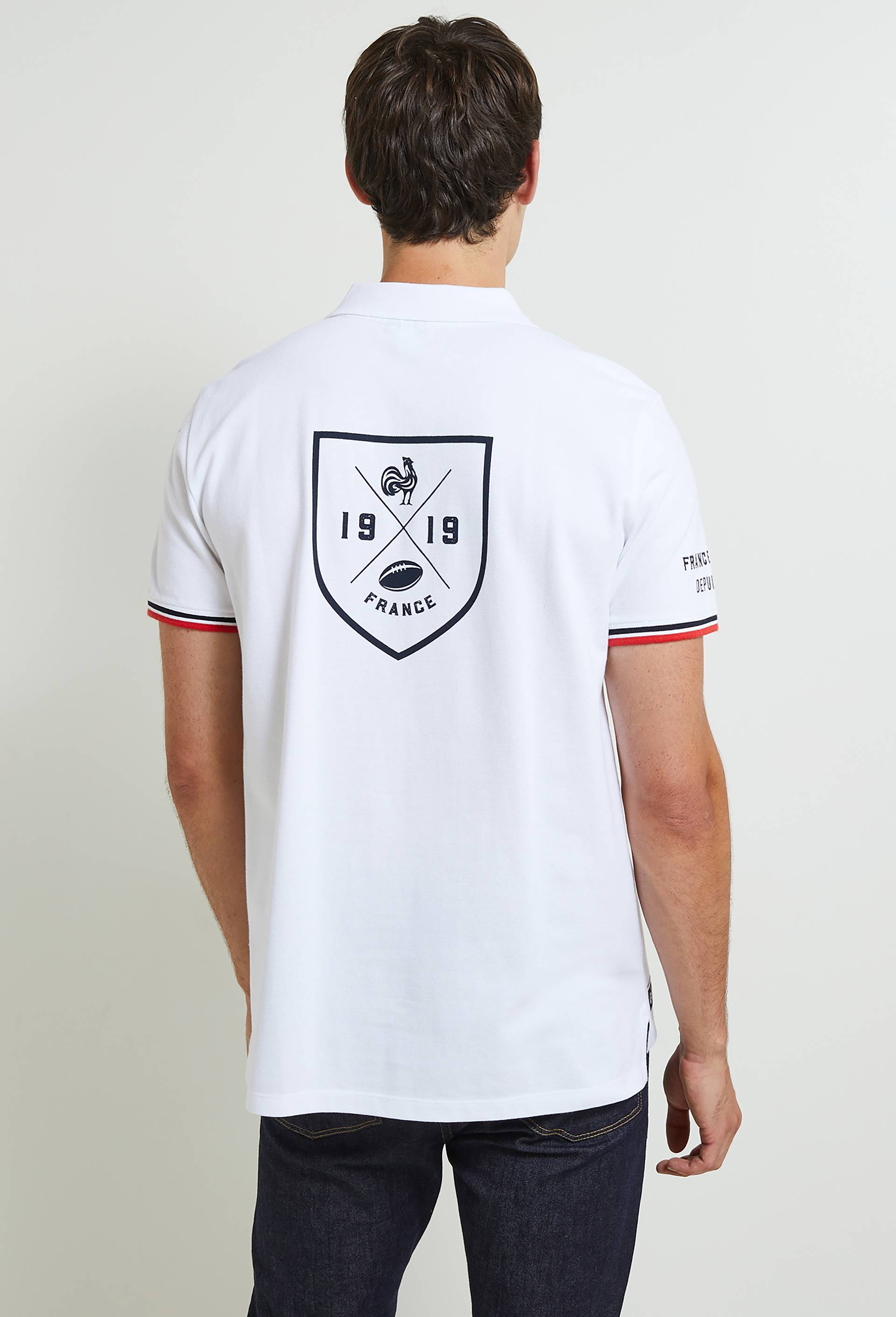 Polo France rugby en coton BIO, Blanc, large image number 1.0