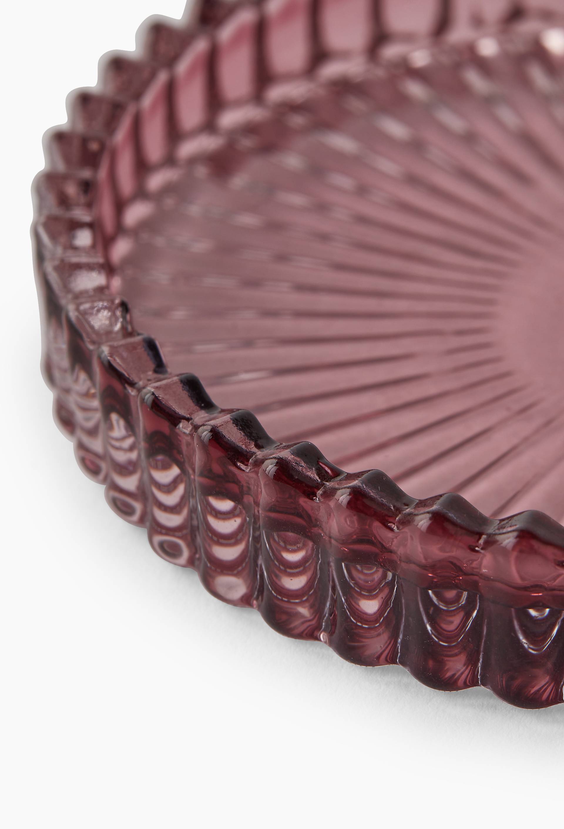Dessous de bougie strié, 10x1.5cm, en verre, Rose clair, large image number 1.0