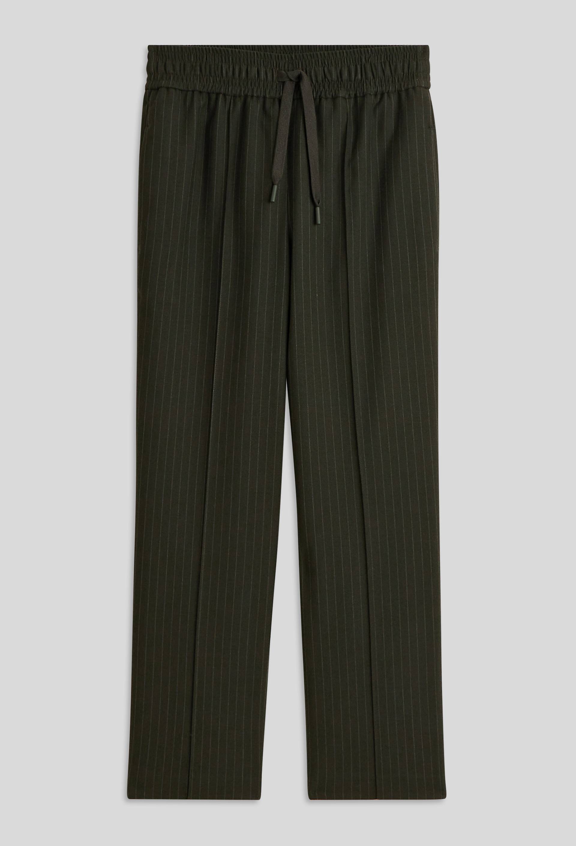 Pantalon rayé taille élastiquée, certifié OEKO-TEX, Beige foncé, large image number 2.0