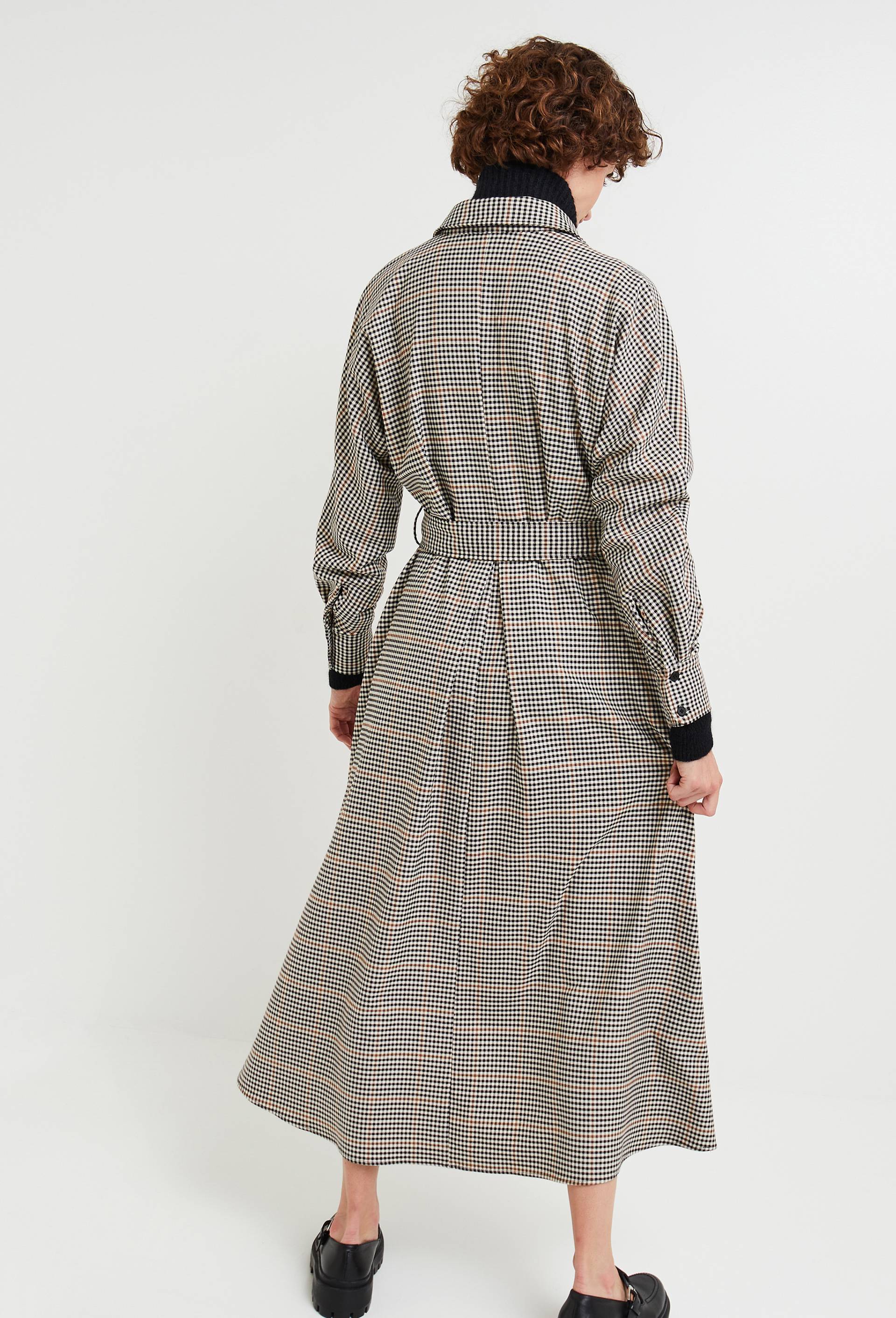 Robe col chemise à carreaux, certifié Oeko-Tex, Brun, large image number 1