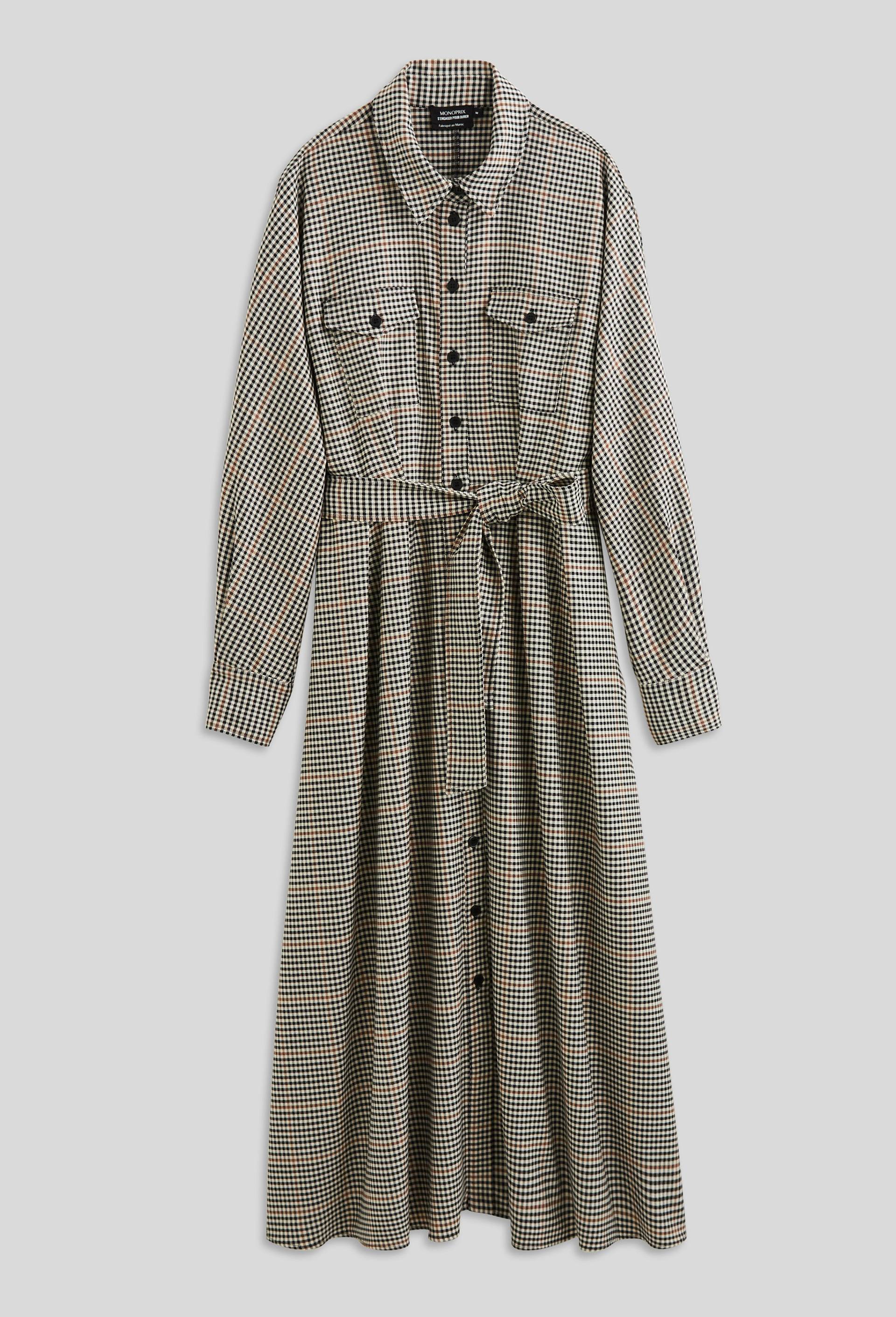 Robe col chemise à carreaux, certifié Oeko-Tex, Brun, large image number 2.0