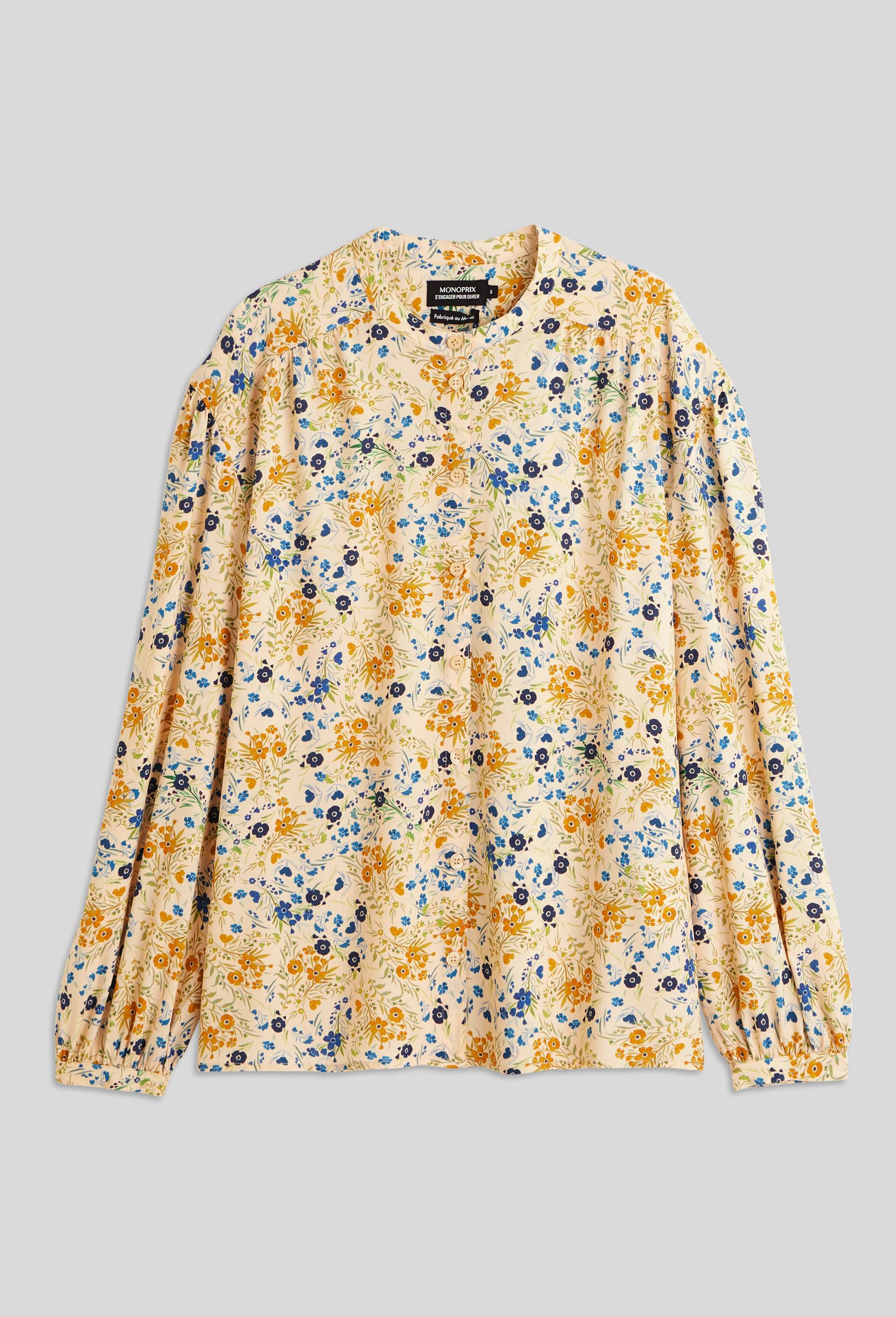 Blouse manches longues imprimée, certifié EcoVero, Beige clair, large image number 2