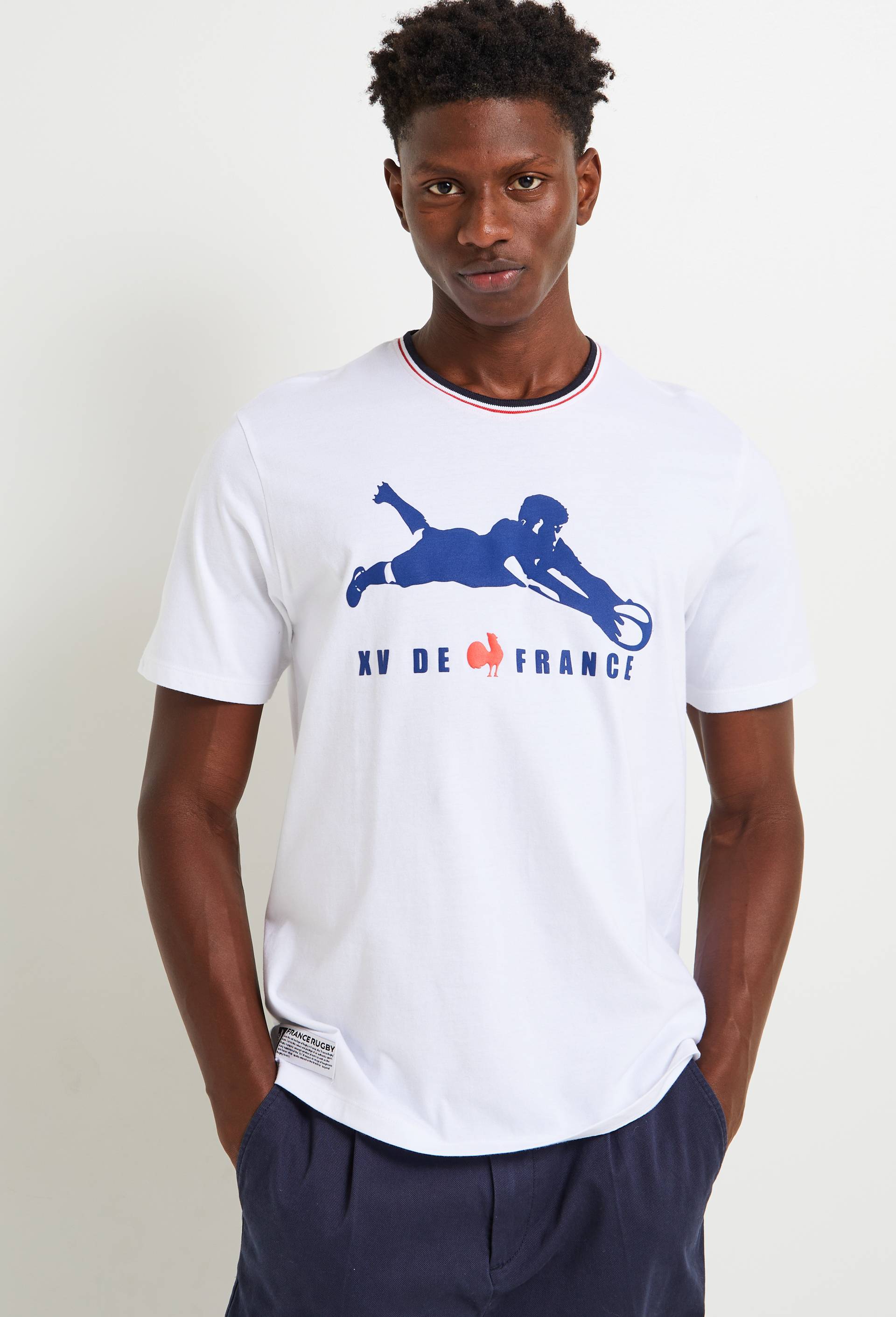 T-shirt France rugby en coton BIO, Blanc, large image number 1.0
