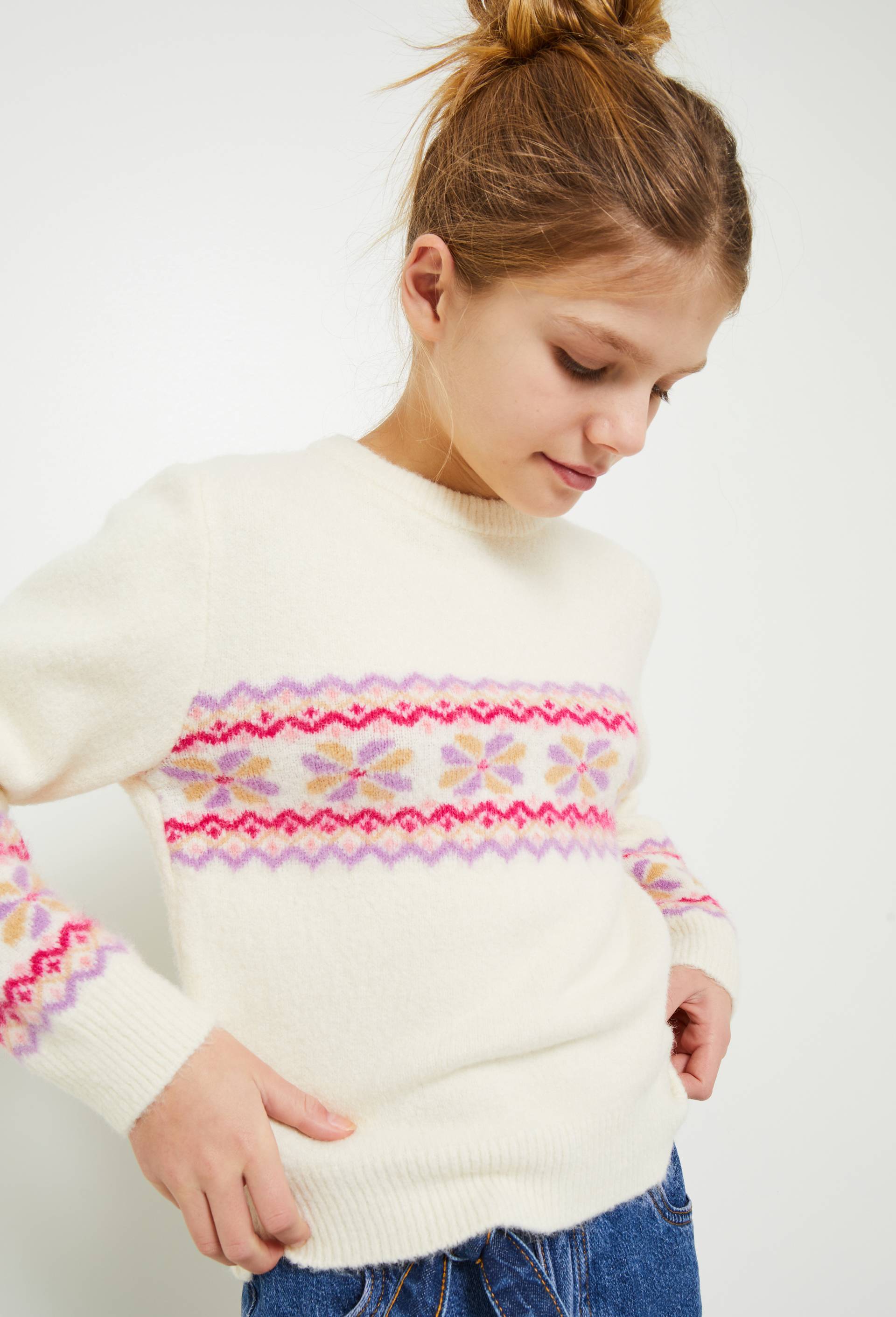 Pull motif jacquard, OEKOTEX, Ecru, large image number 0