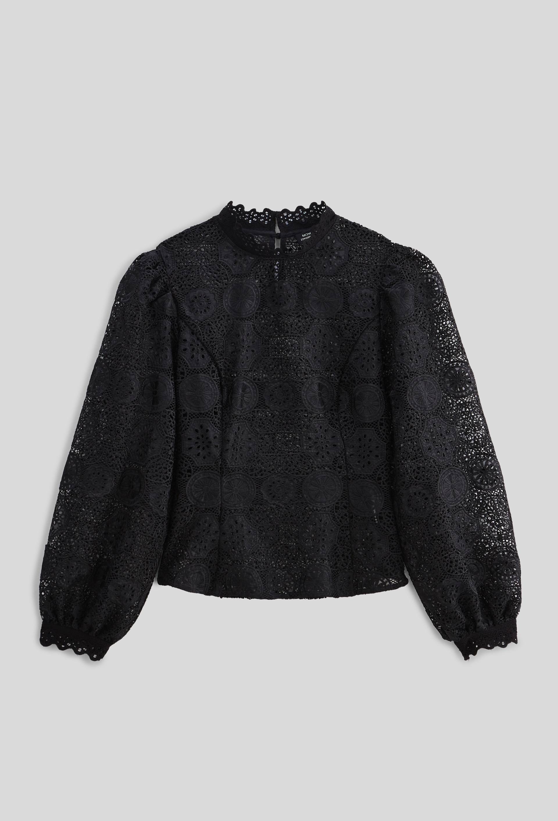 Top en dentelle, contenant du polyester recyclé, Noir, large image number 2