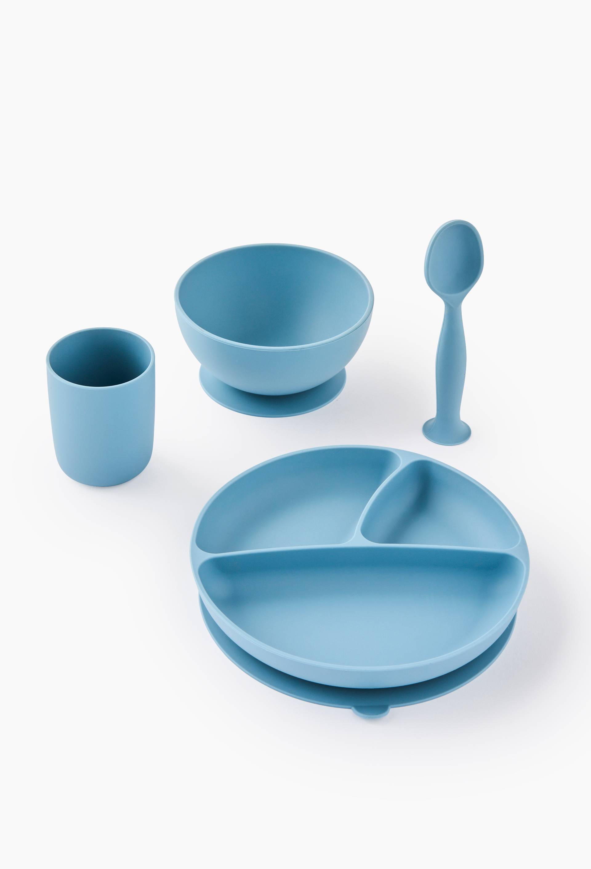 Set de vaisselle enfant, 20*9,8*21 cm, en silicone, Bleu fonc&eacute;, large image number 0