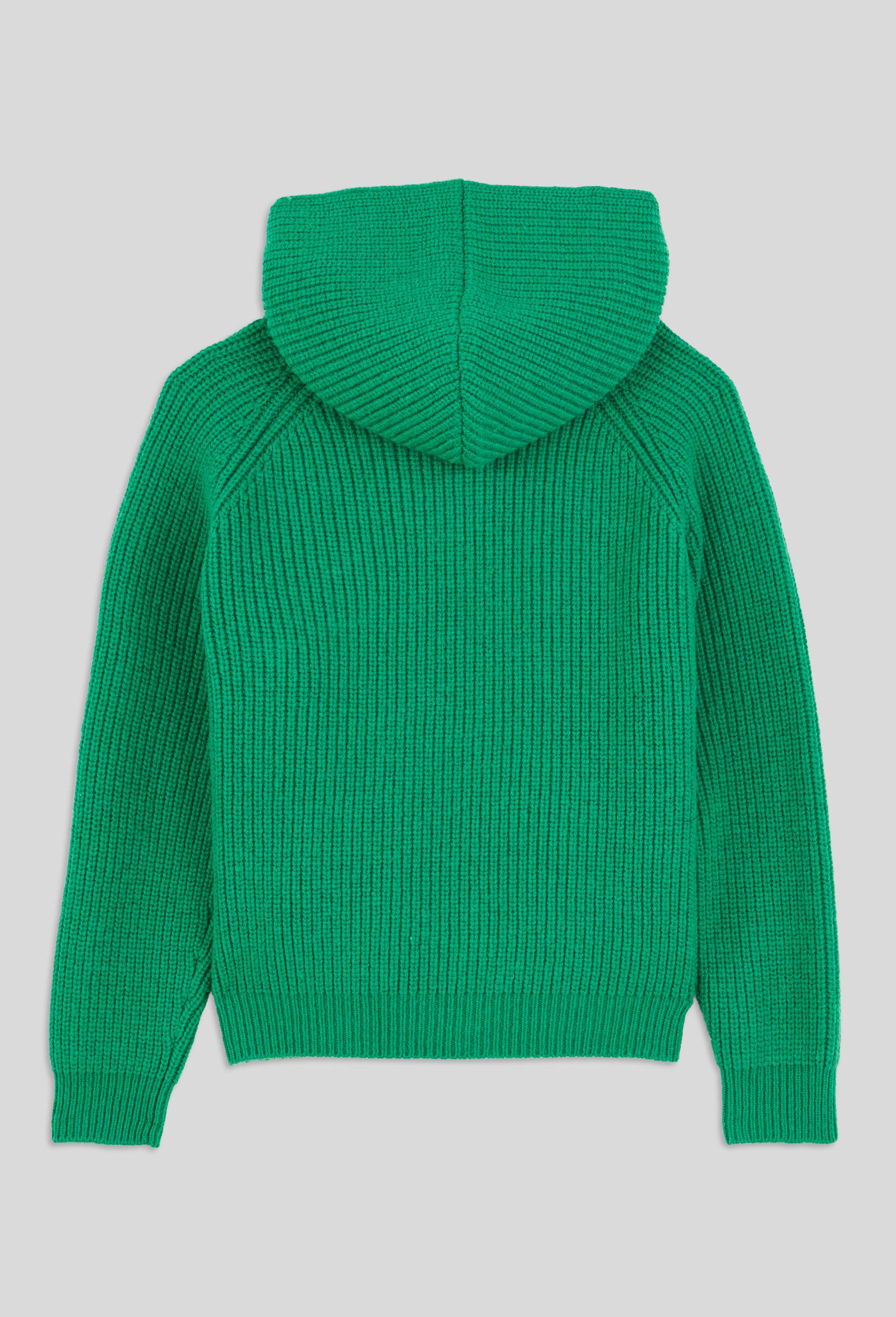 Pull à capuche uni contenant de la laine, certifié OEKO-TEX, Vert, large image number 2.0