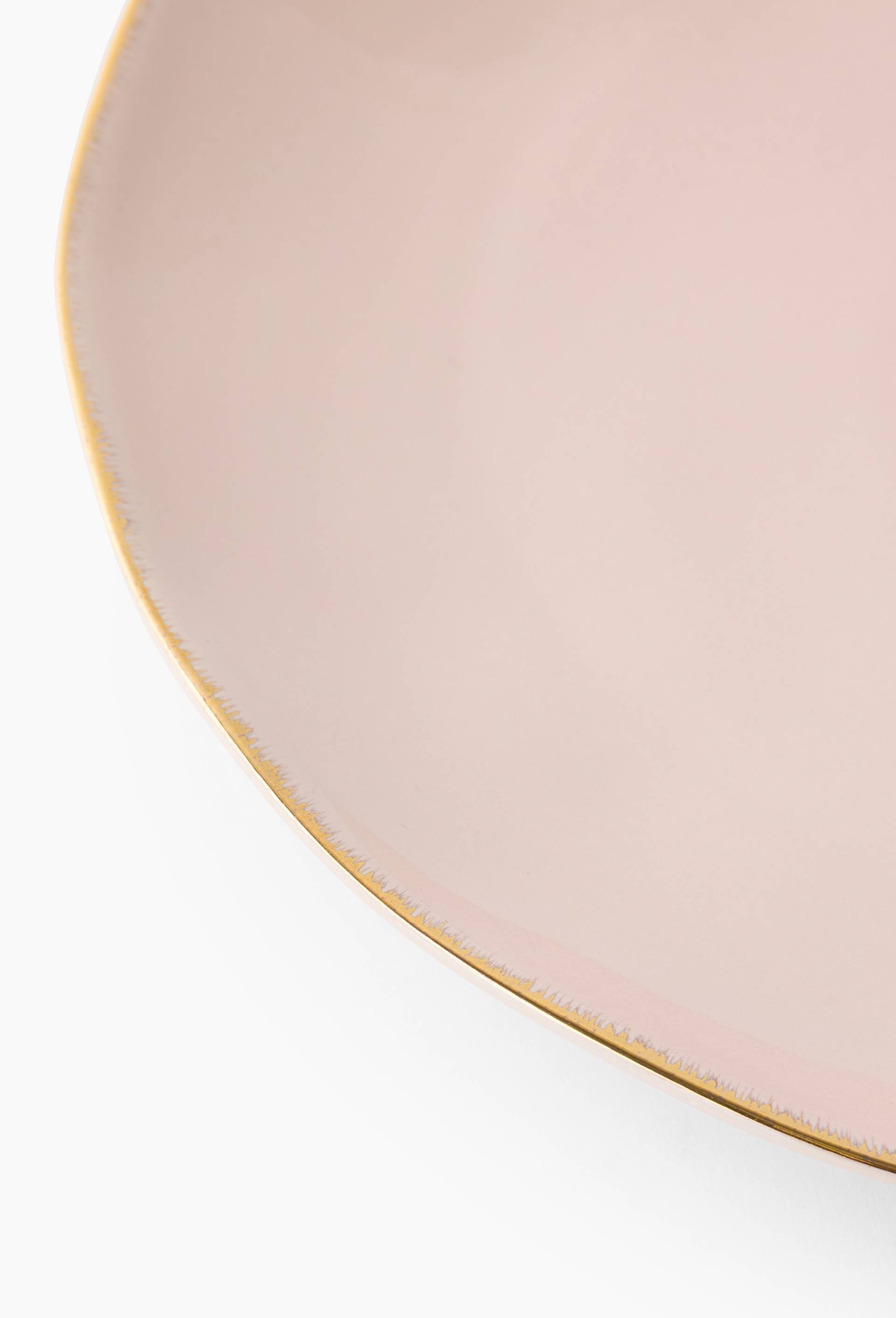 Assiette plate finition liseré, 25cm, Rose clair, large image number 1