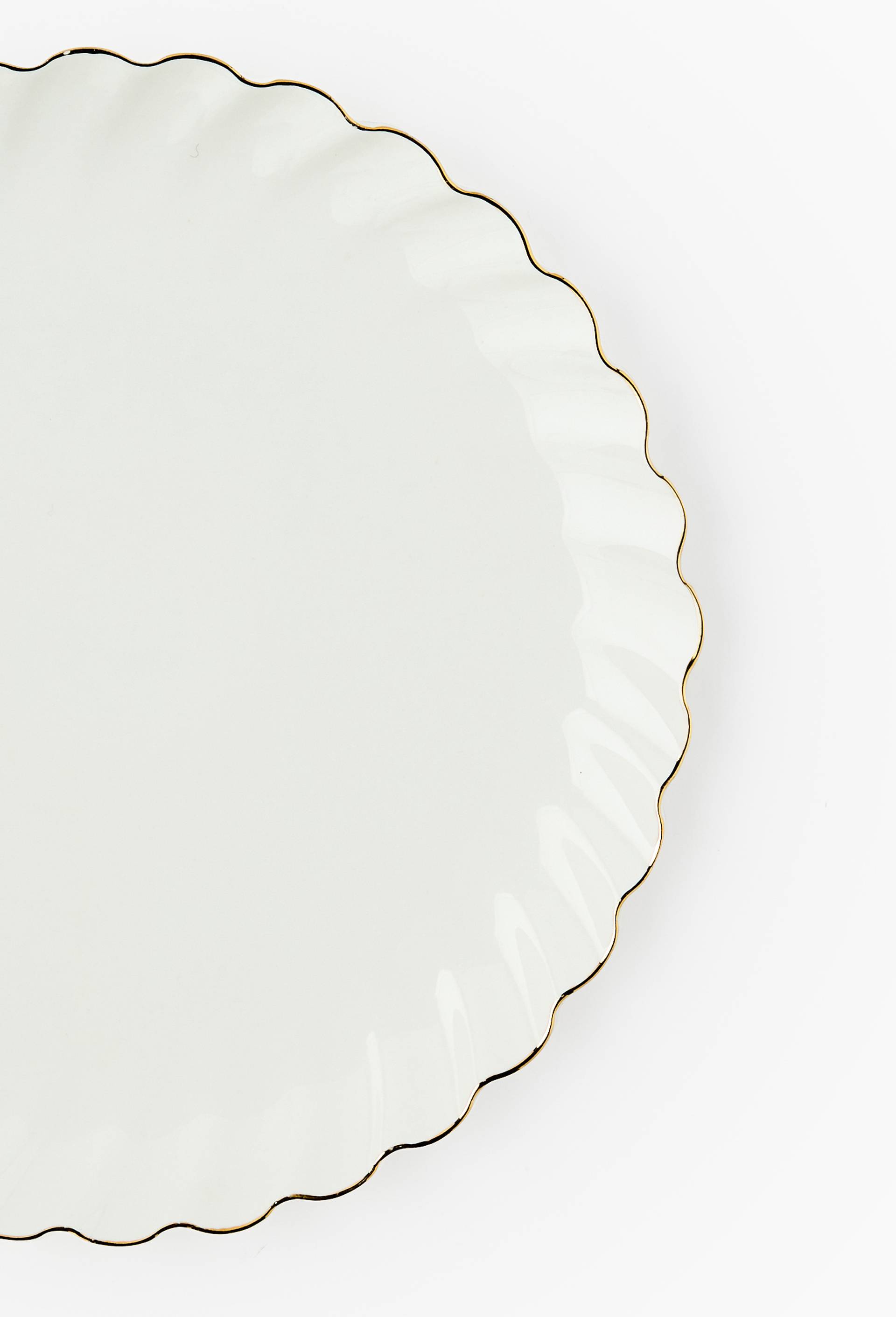 Assiette plate finition twist&eacute;e, 27cm, Blanc, large image number 1