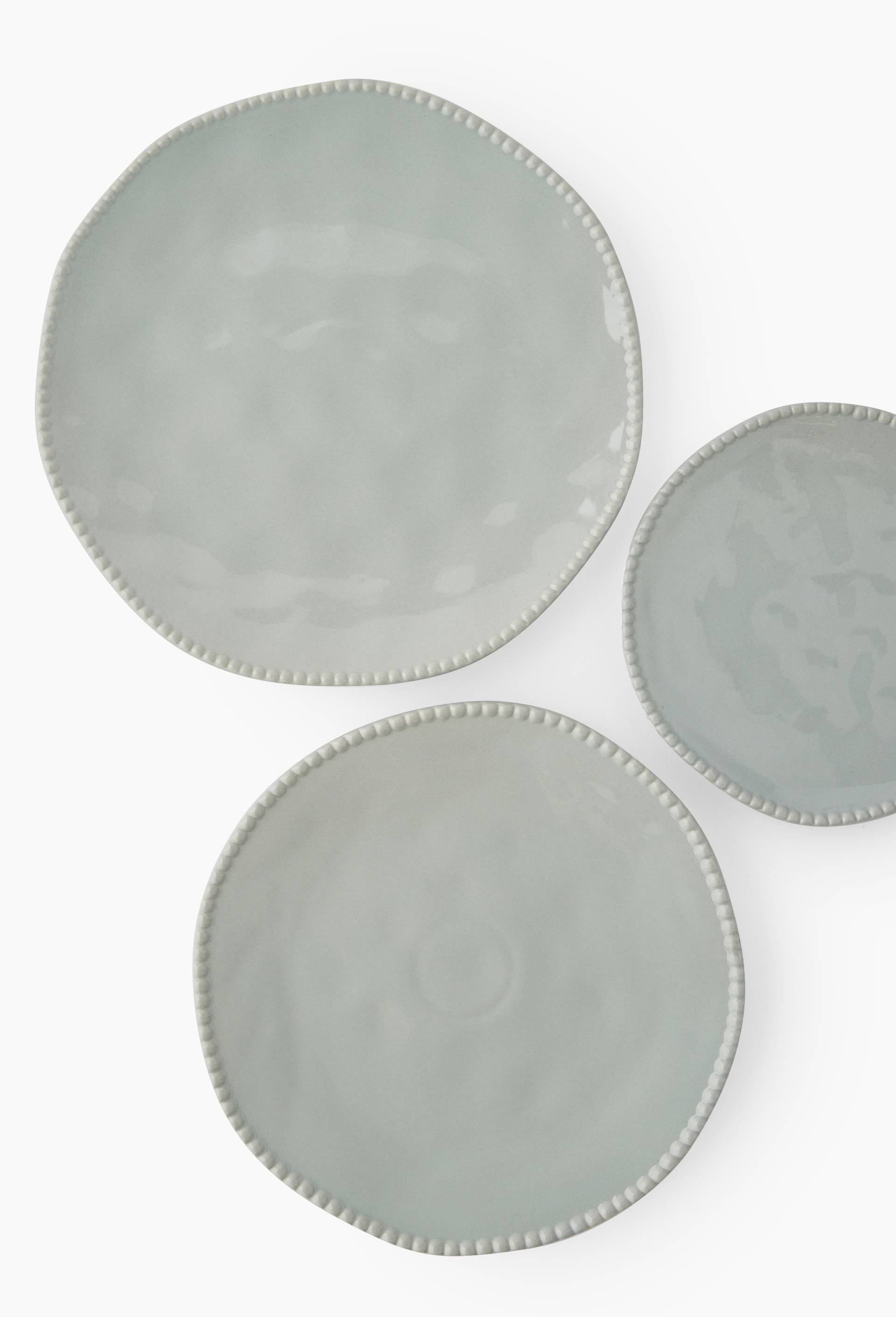 Plat rond rebord perlé, 30 cm, Gris, large image number 1