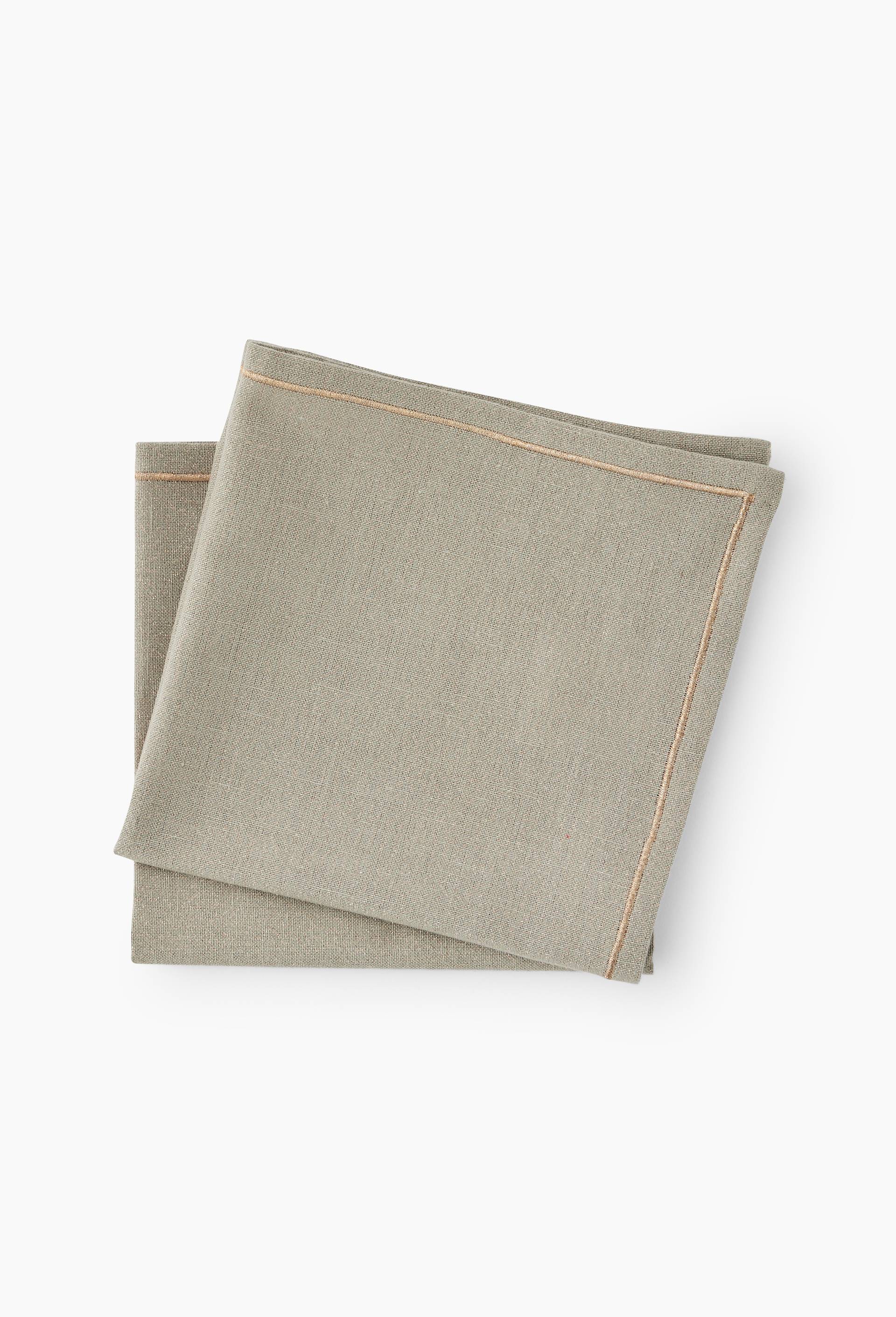 Lot de 2 serviettes chambray, paillette et fils doré en coton, 40x40cm, Gris, large image number 0.0