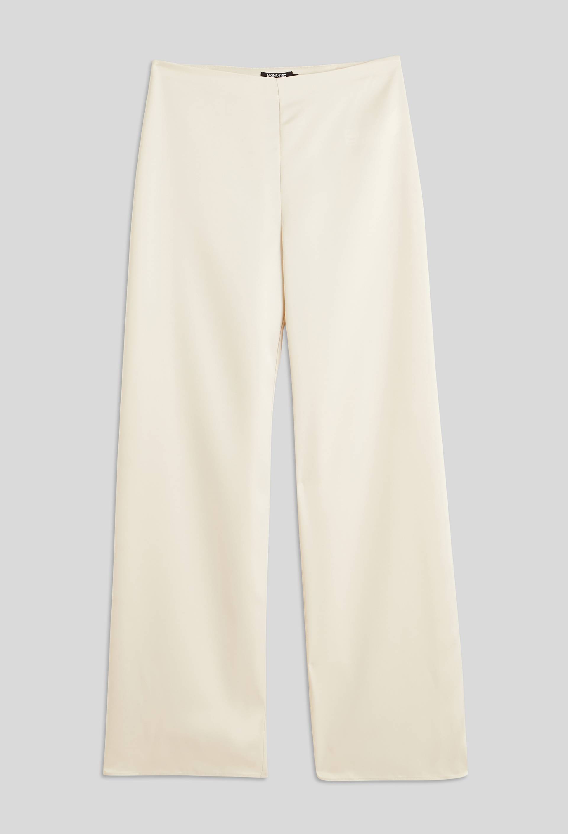 Pantalon large satin&eacute;, certifi&eacute; Oeko-Tex, Ecru, large image number 2