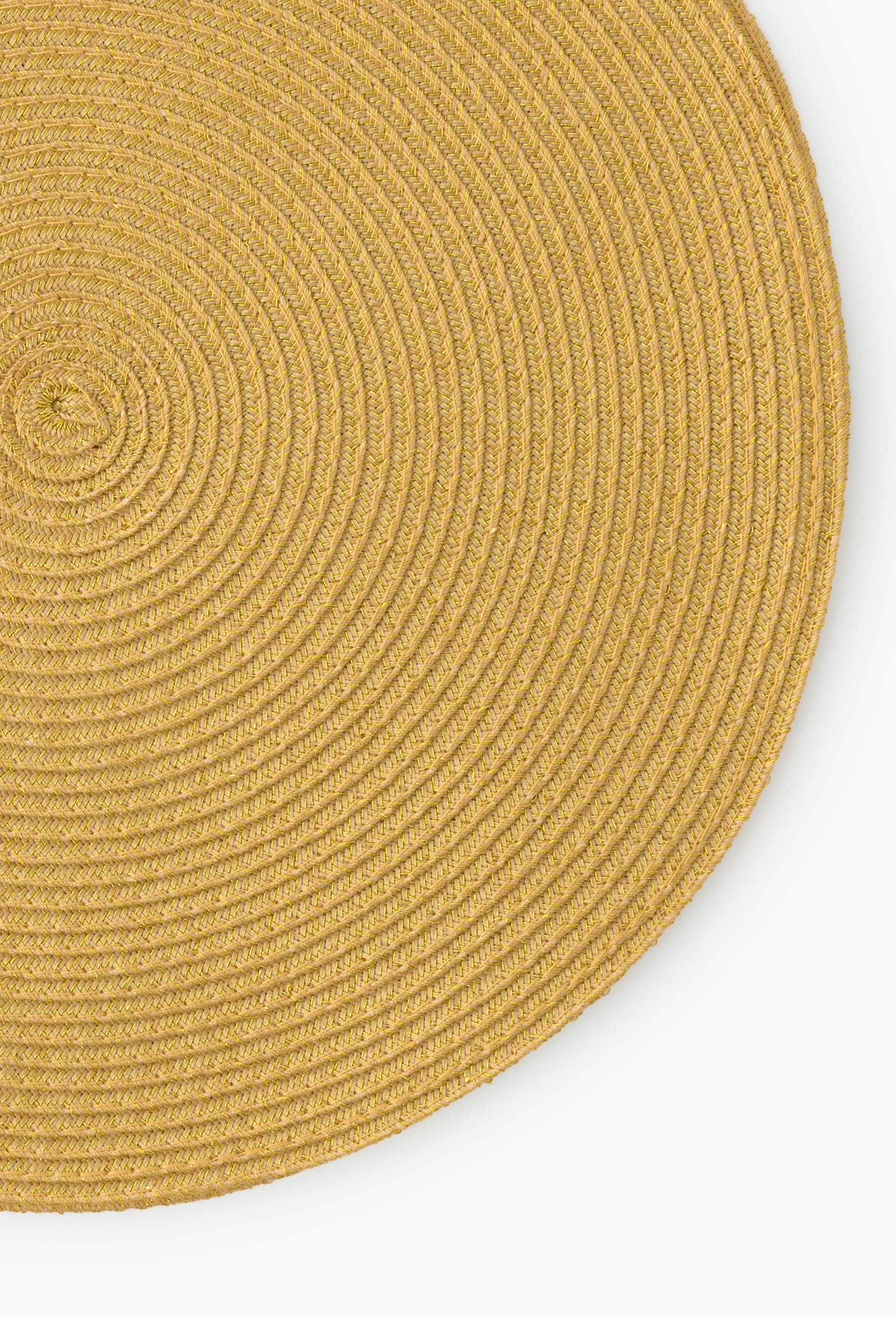 Lot de 2 sets de table rond dor&eacute;, diam&egrave;tre de 38cm, en plastique, Jaune, large image number 1