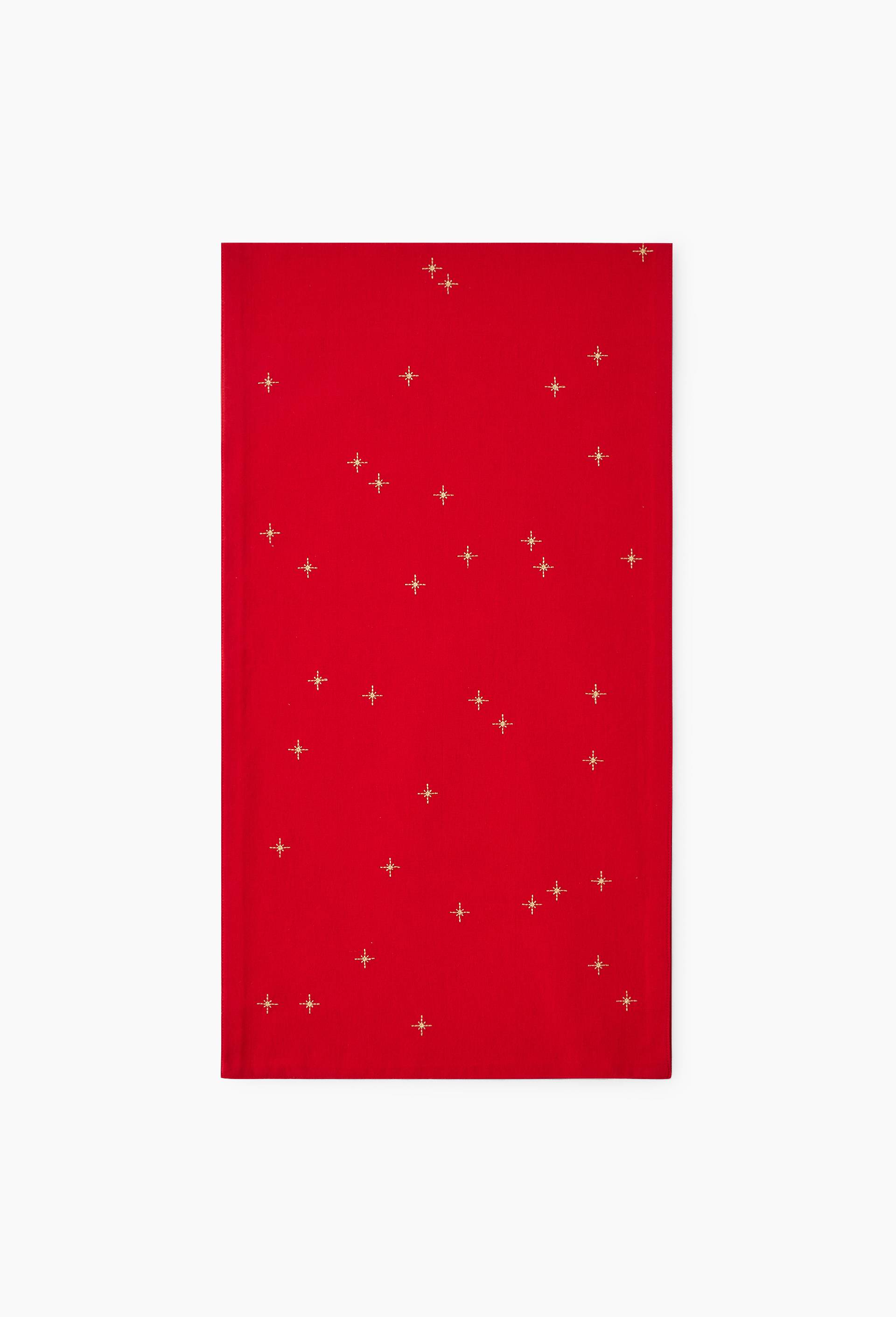 Chemin de table brod&eacute; rouge, 40x150cm, 100% coton, Rouge, large image number 0