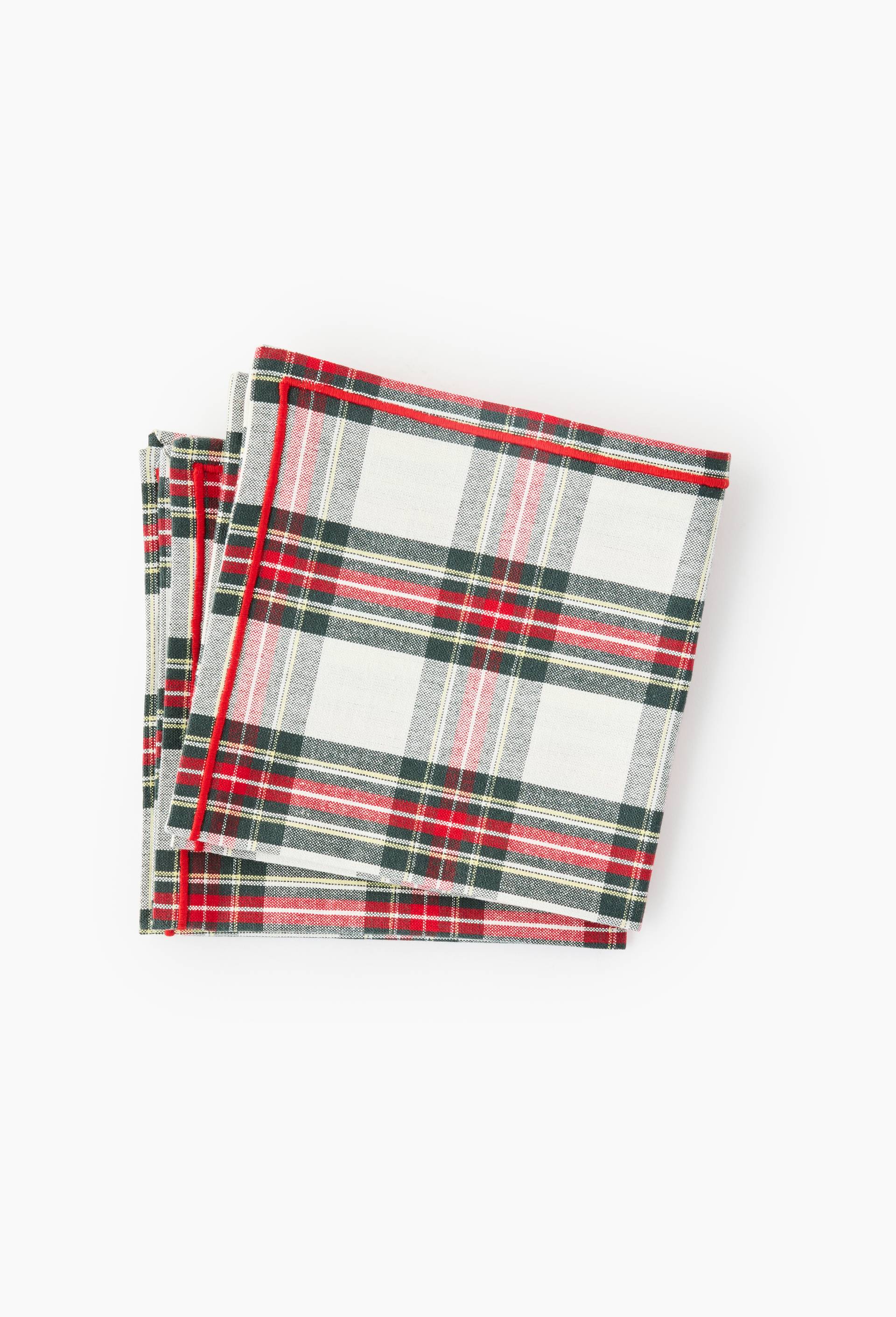 Lot de 2 serviettes tartan, 40x40cm, 100% coton, Rouge, large image number 0