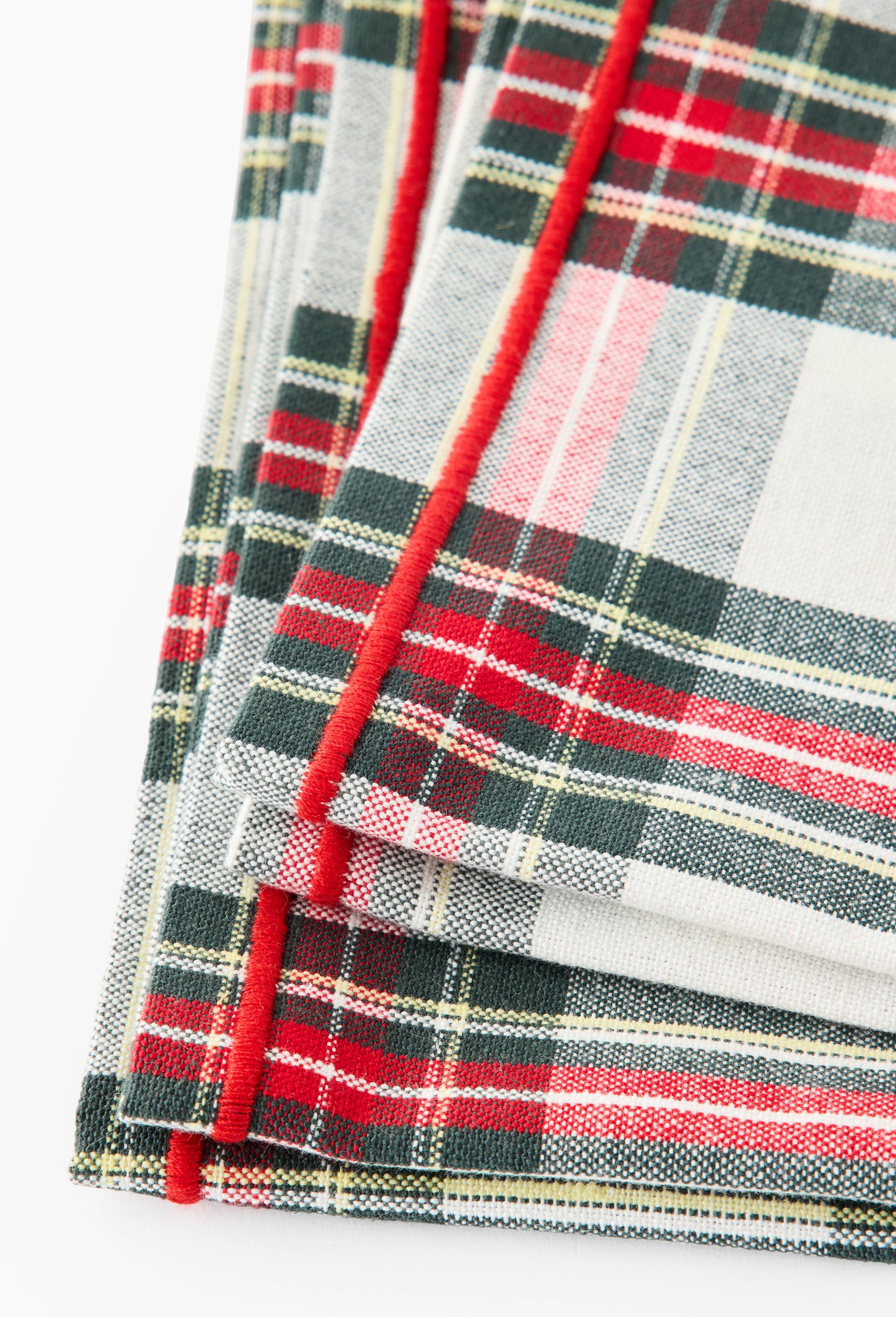 Lot de 2 serviettes tartan, 40x40cm, 100% coton, Rouge, large image number 1