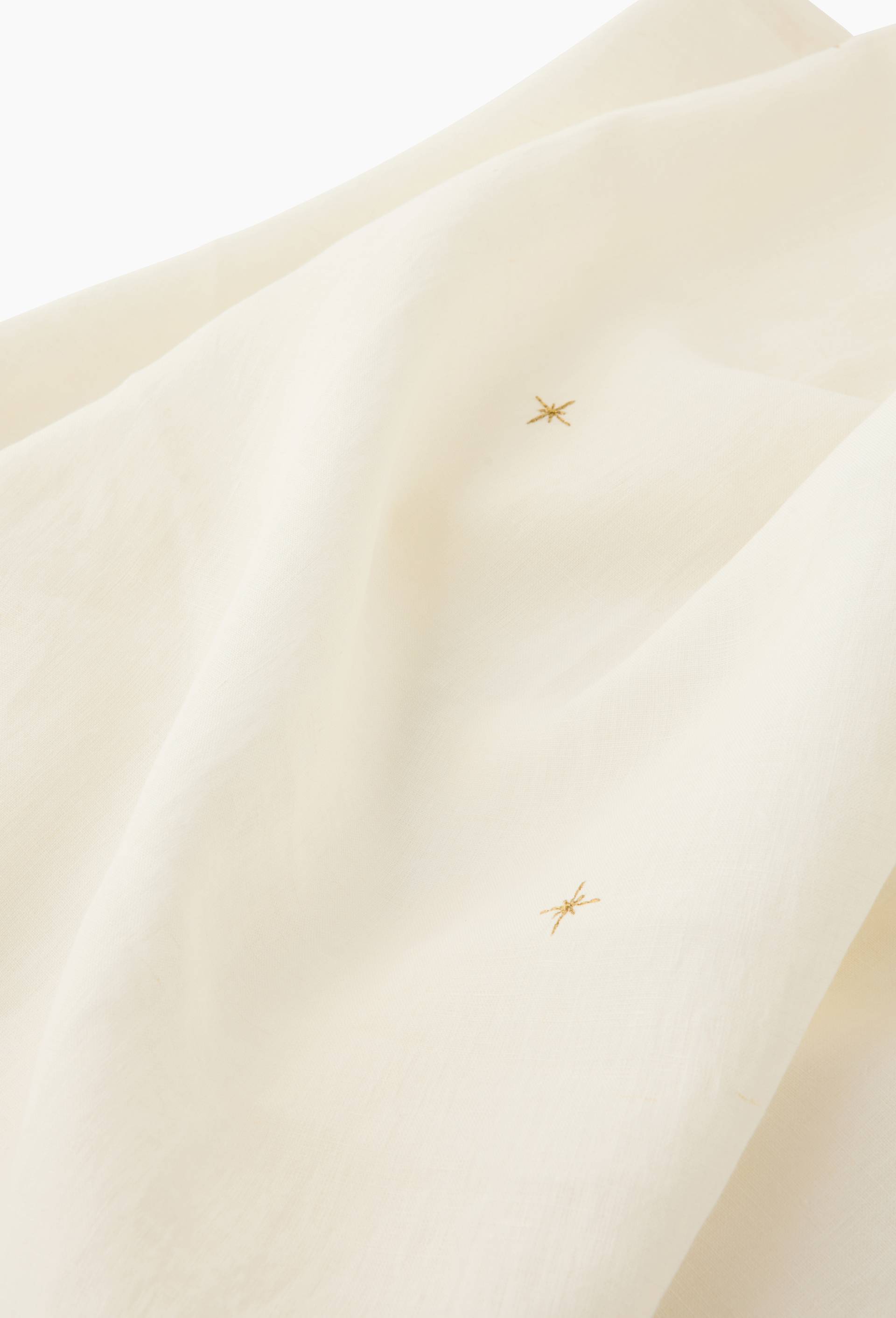 Nappe rectangulaire broderies &eacute;toiles, 170x250cm, 100% lin, Jaune, large image number 1