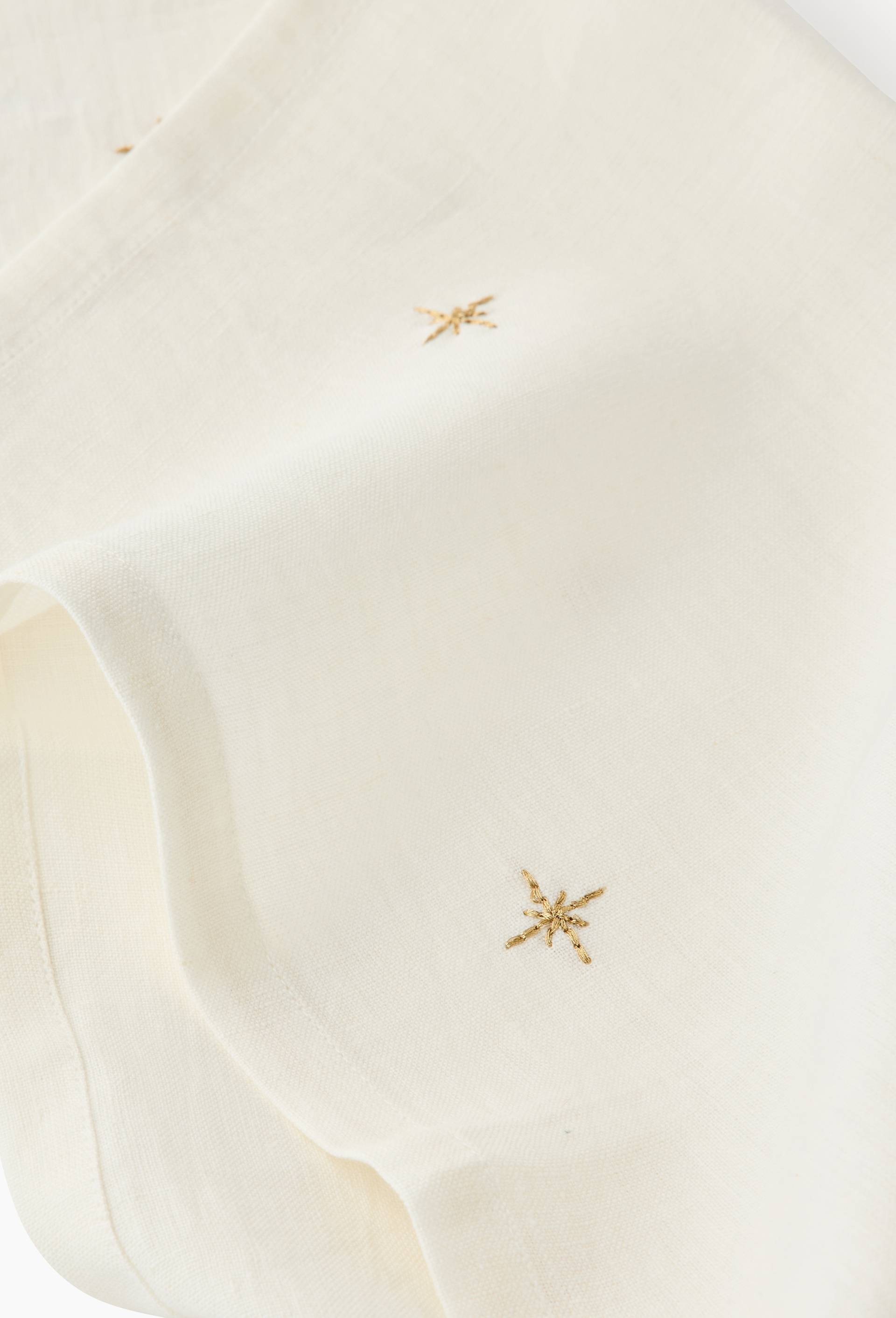 Lot de 2 serviettes en lin broderies &eacute;toiles, 40x40cm, 100% lin, Jaune, large image number 2