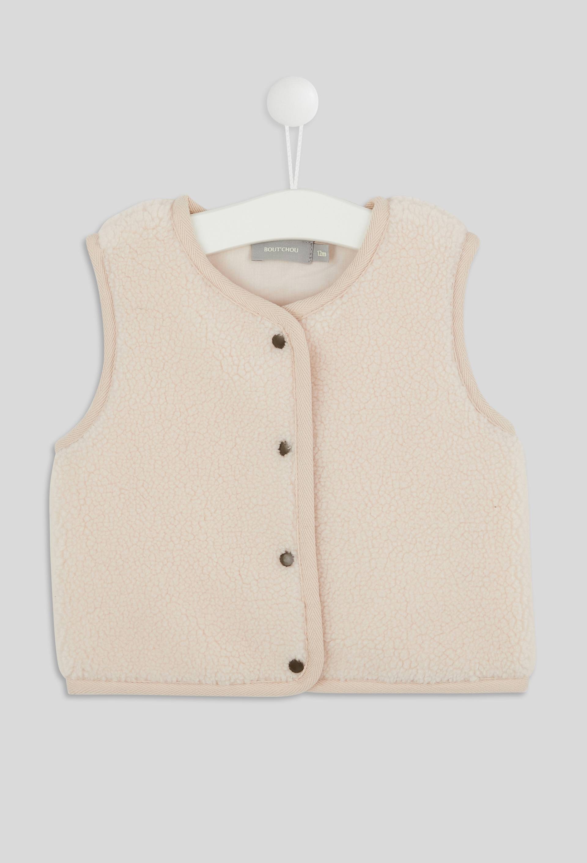 Gilet sans manches moumoute unie, Ecru, large image number 0