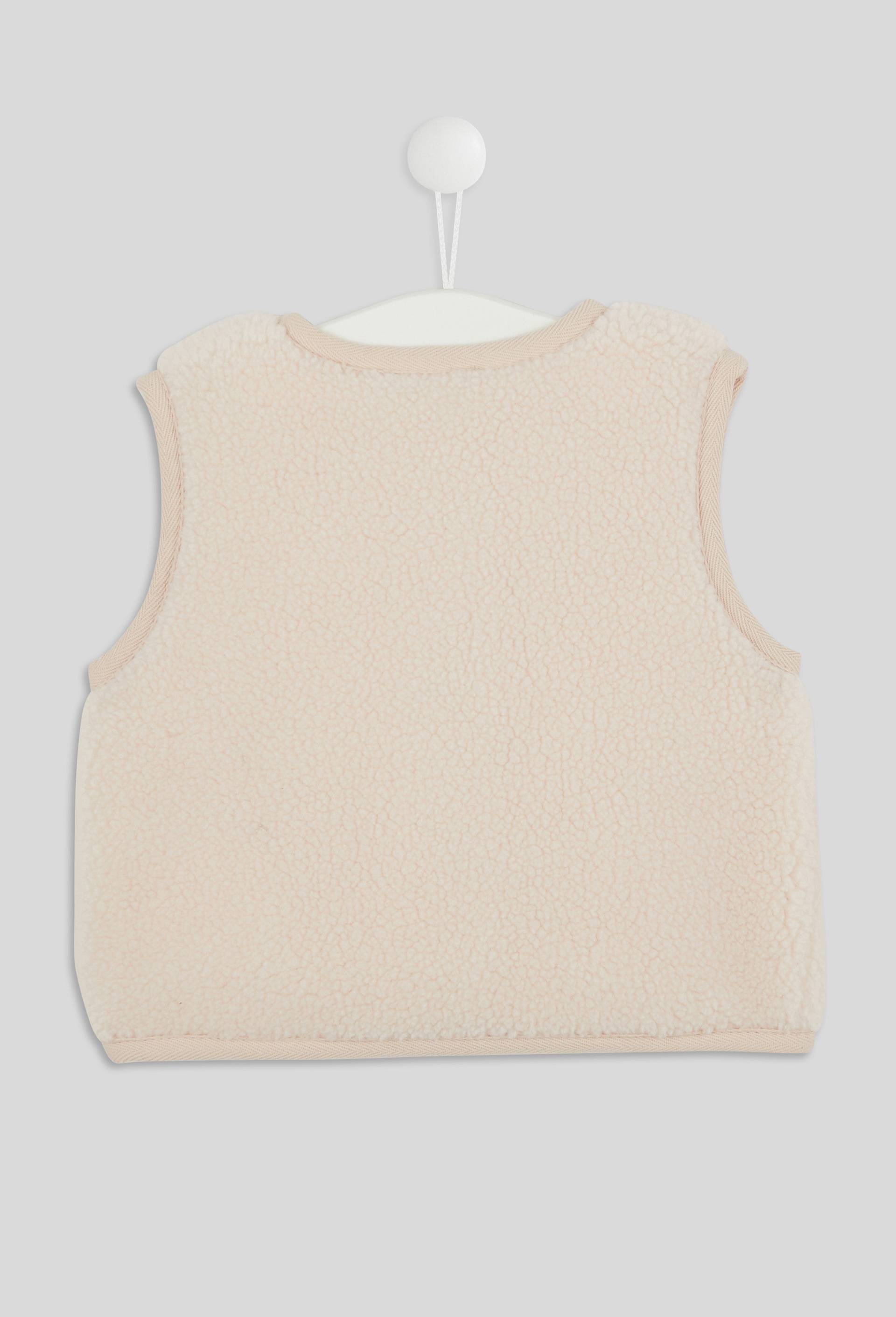 Gilet sans manches moumoute unie, Ecru, large image number 1.0