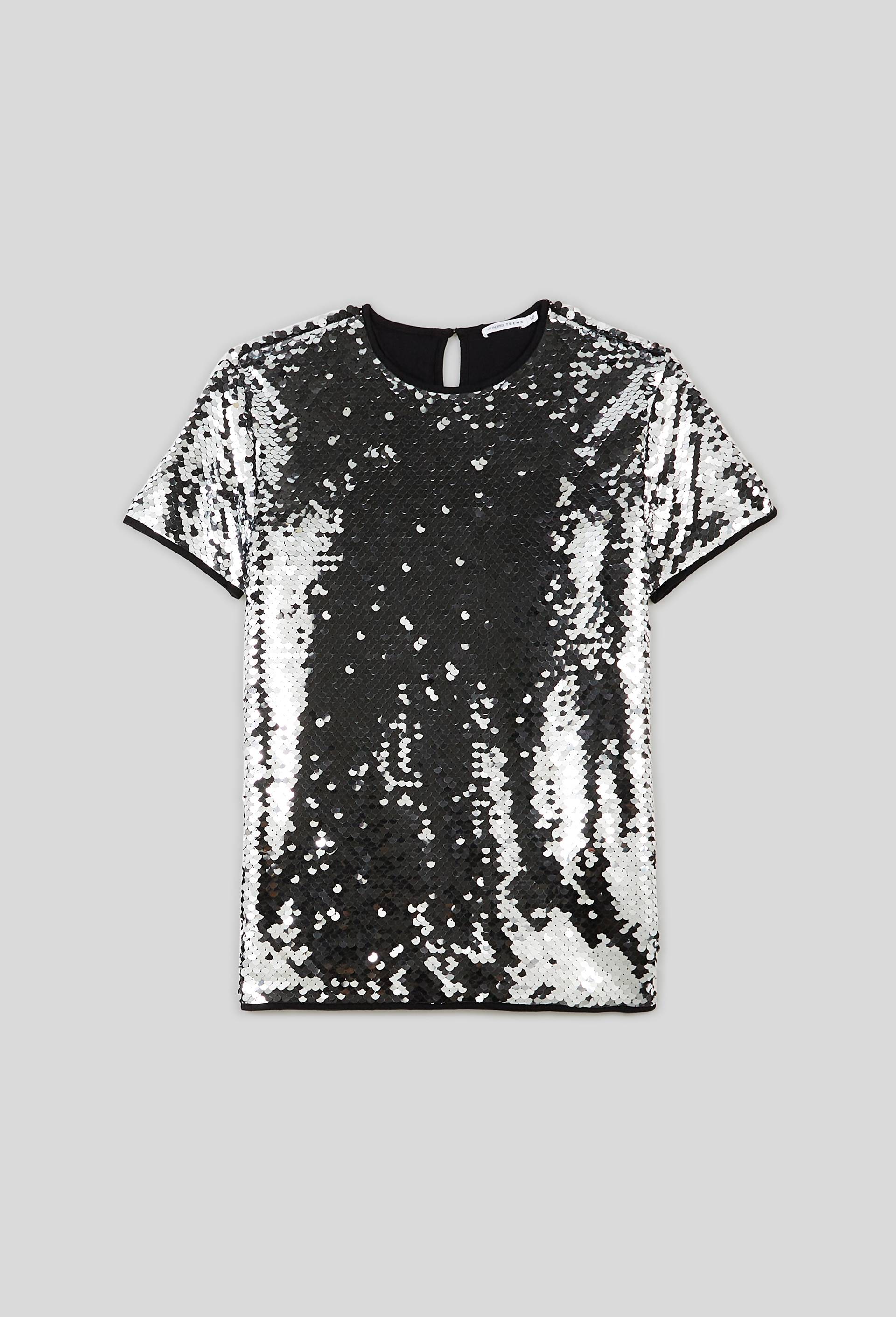 Robe à sequins contenant du polyester recyclé, Argent, large image number 1