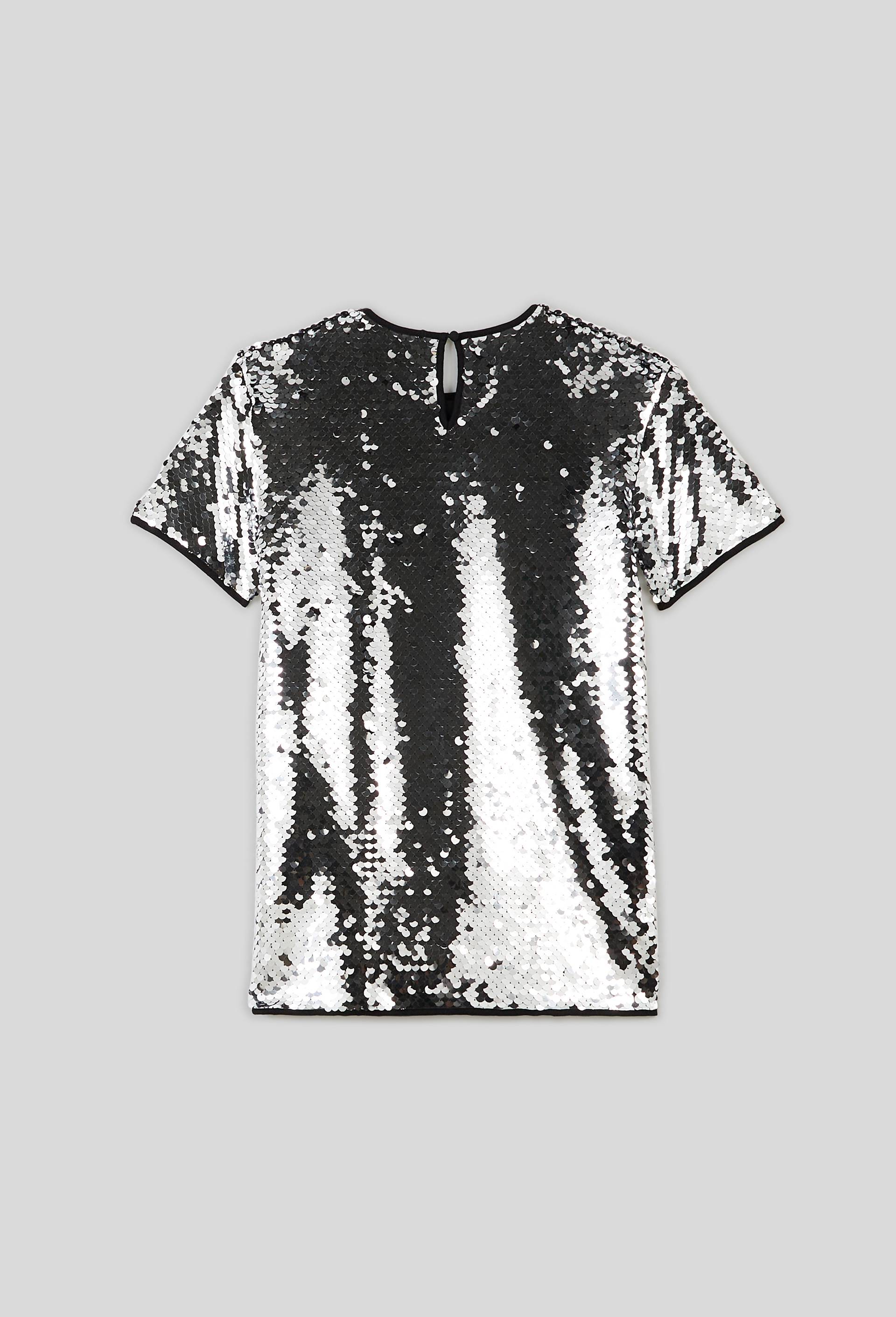 Robe à sequins contenant du polyester recyclé, Argent, large image number 2