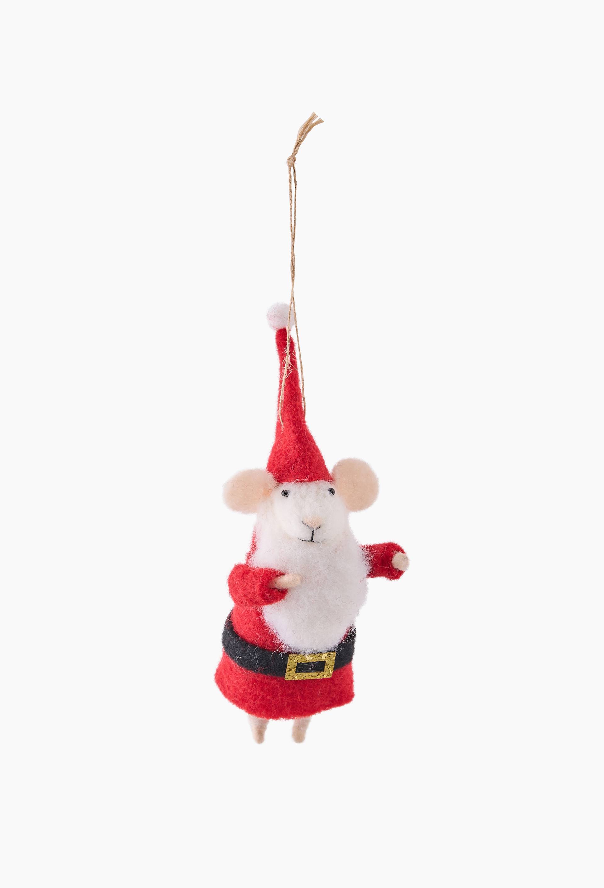 Ornement souris P&egrave;re-No&euml;l, H12cm, en tissu, Multicolore, large image number 0.0