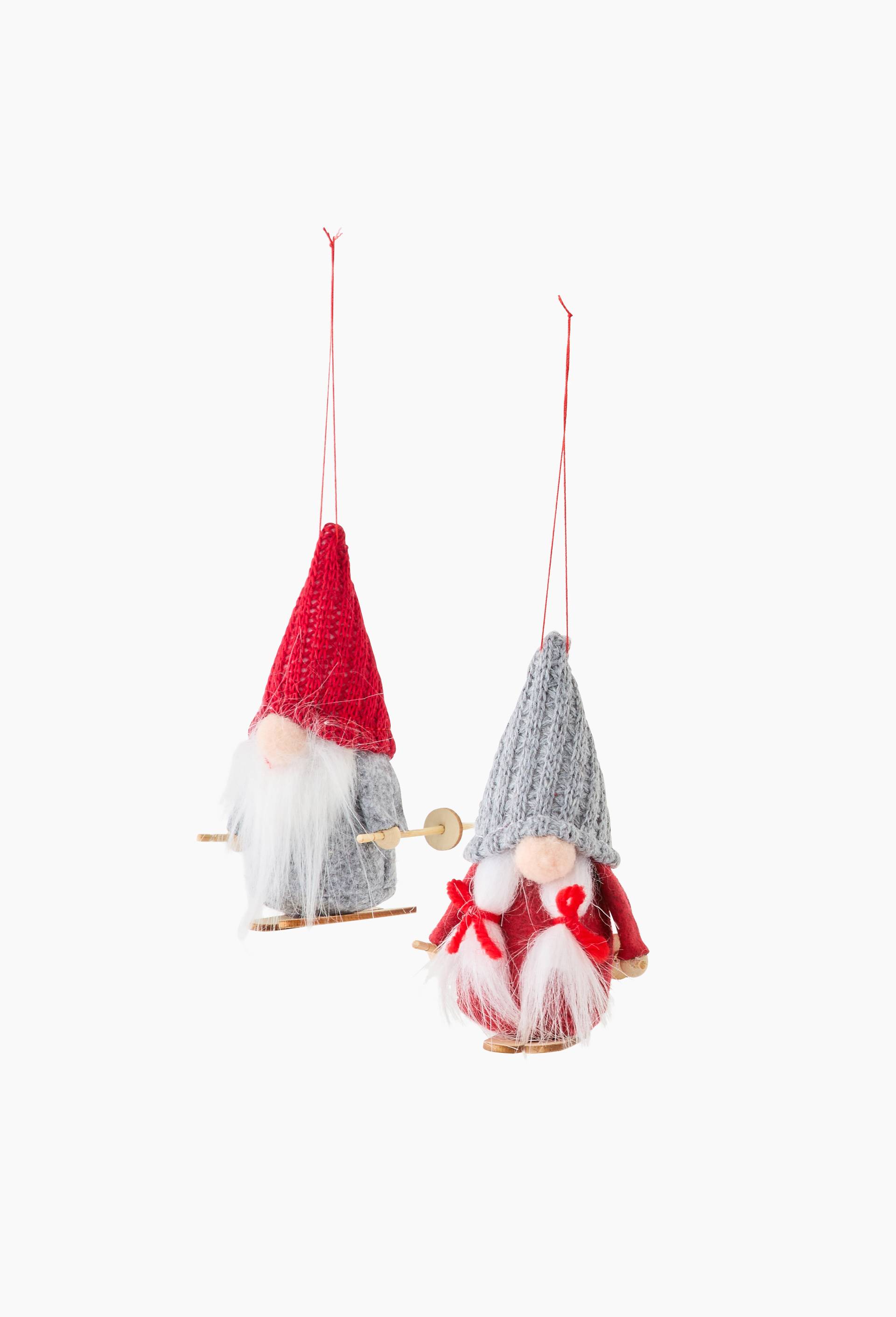 Lot de 2 ornements nains sur ski, 10cm, Multicolore, large image number 1