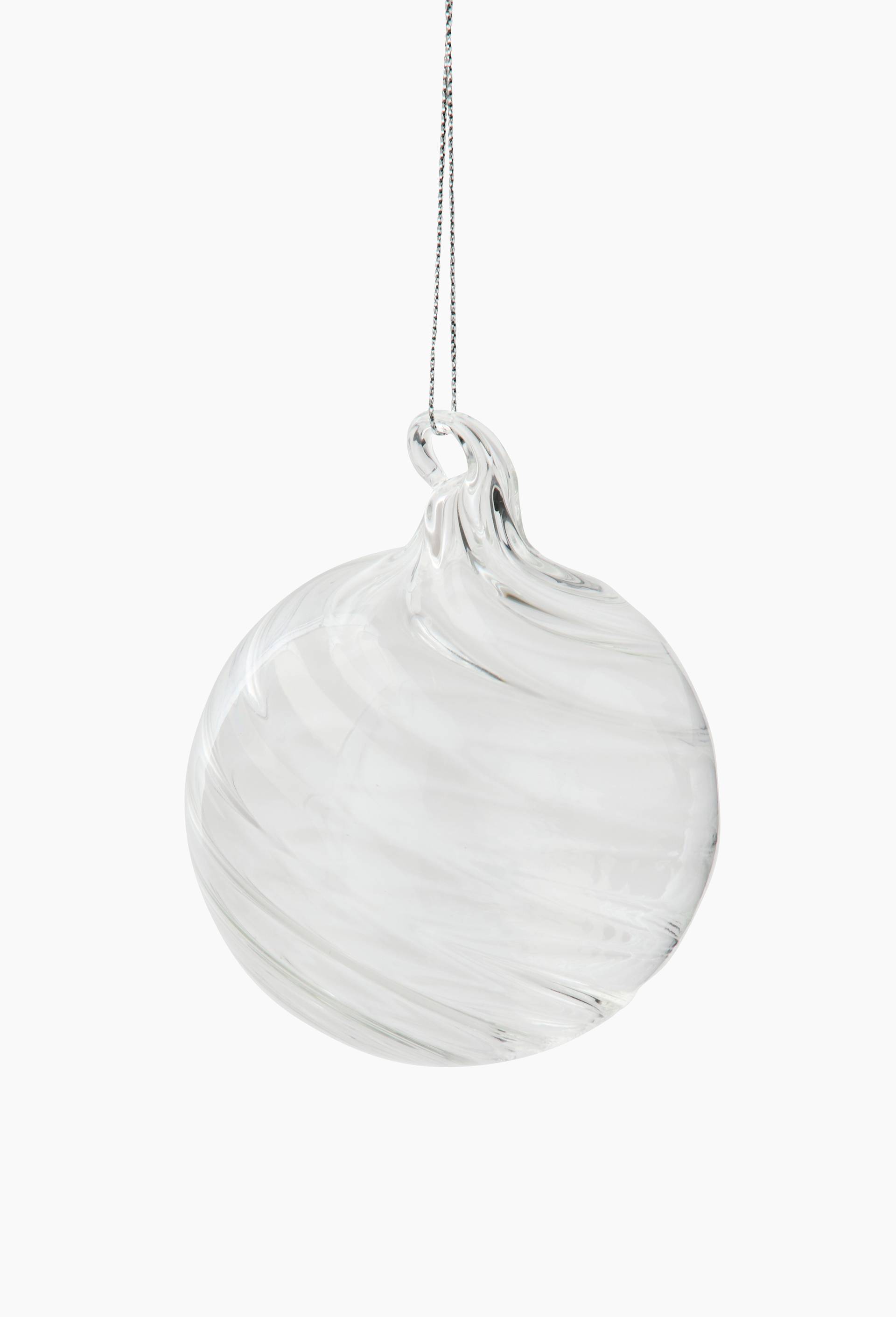 Boule twist&eacute;, 8cm, en verre, Transparent, large image number 0
