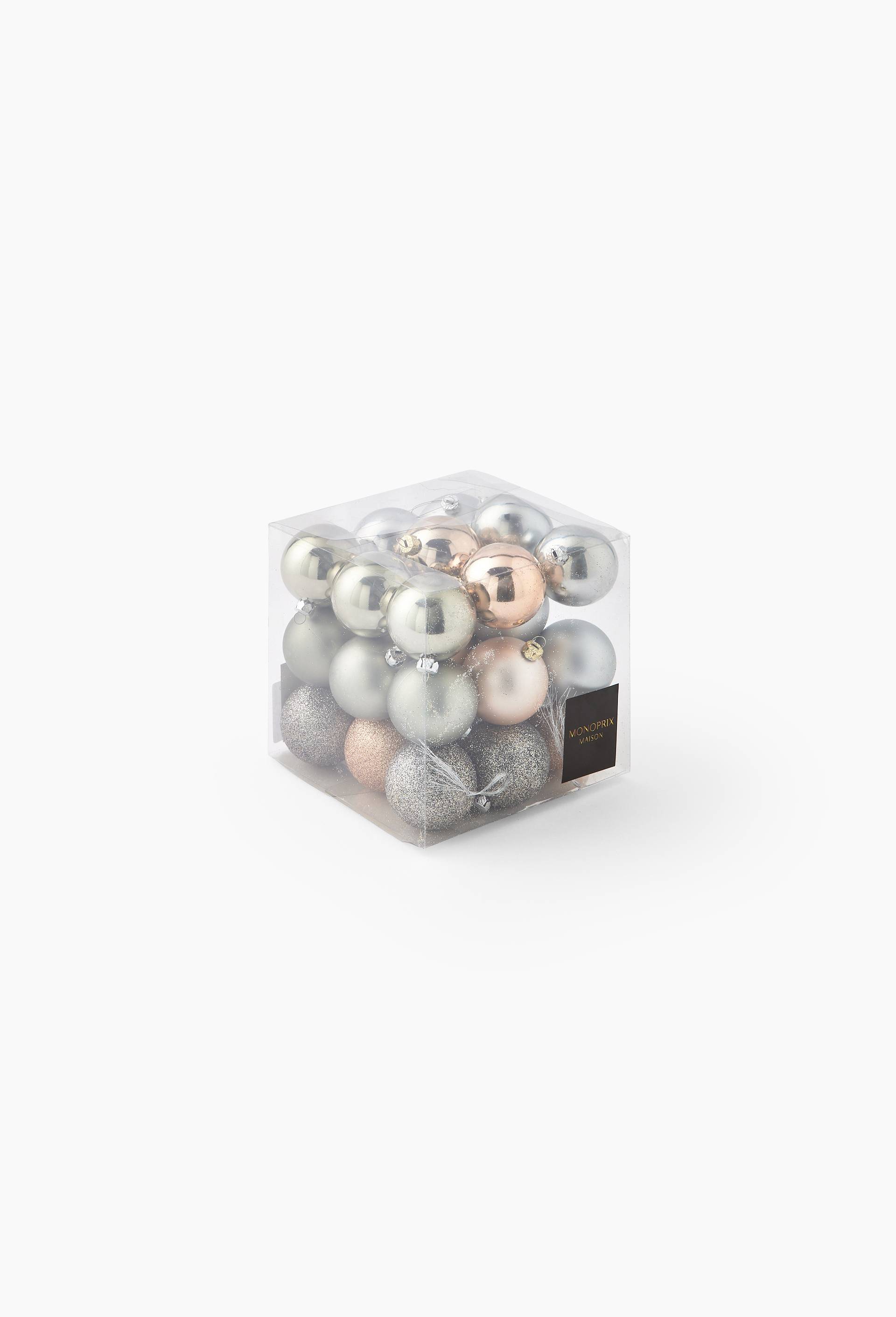Lot de 4 Boules de Noël "Glacé" 10cm Bleu