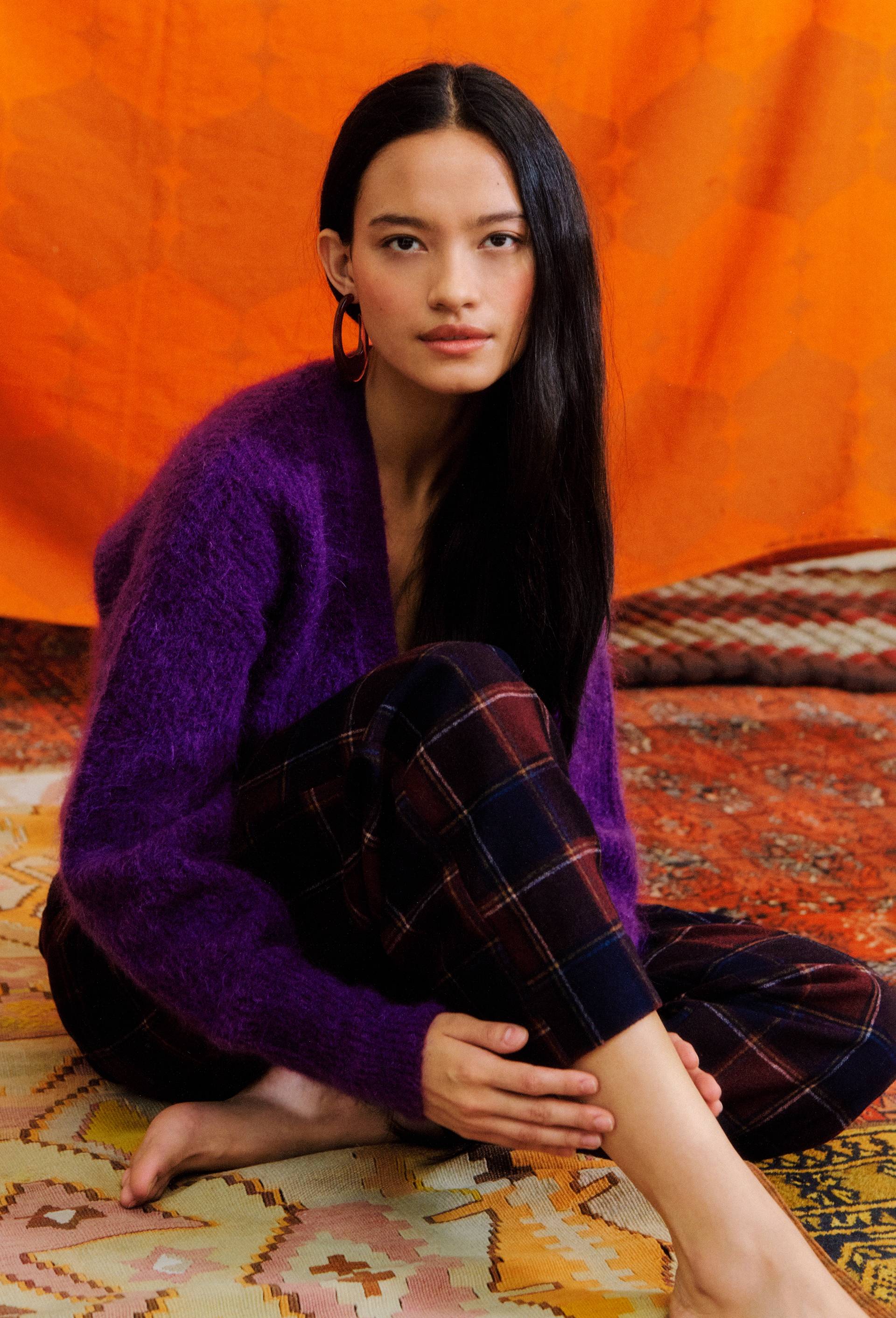 Pantalon contenant de la laine à carreaux, certifié Oeko-Tex, Bleu foncé, large image number 0.0