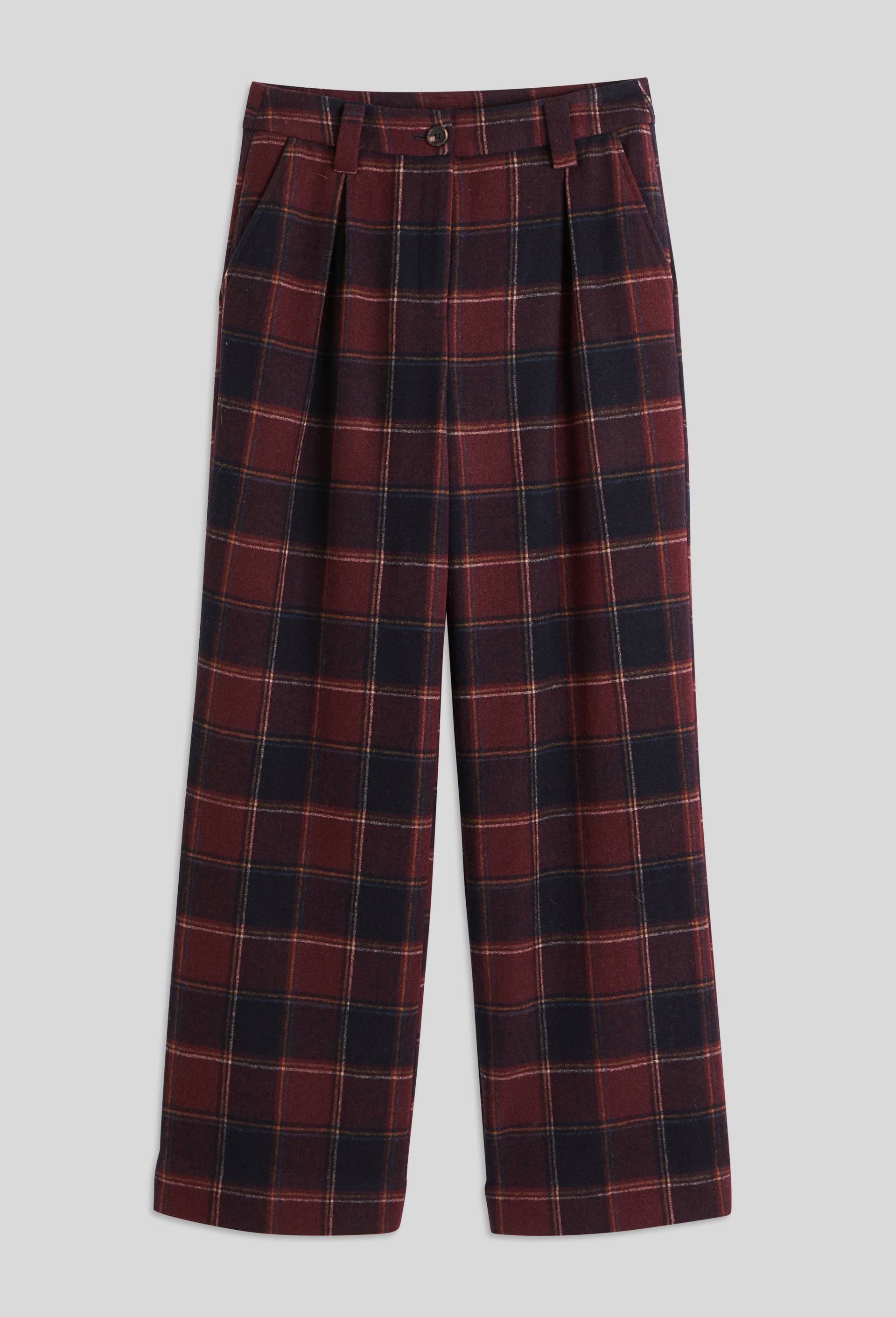 Pantalon contenant de la laine à carreaux, certifié Oeko-Tex, Bleu foncé, large image number 1.0