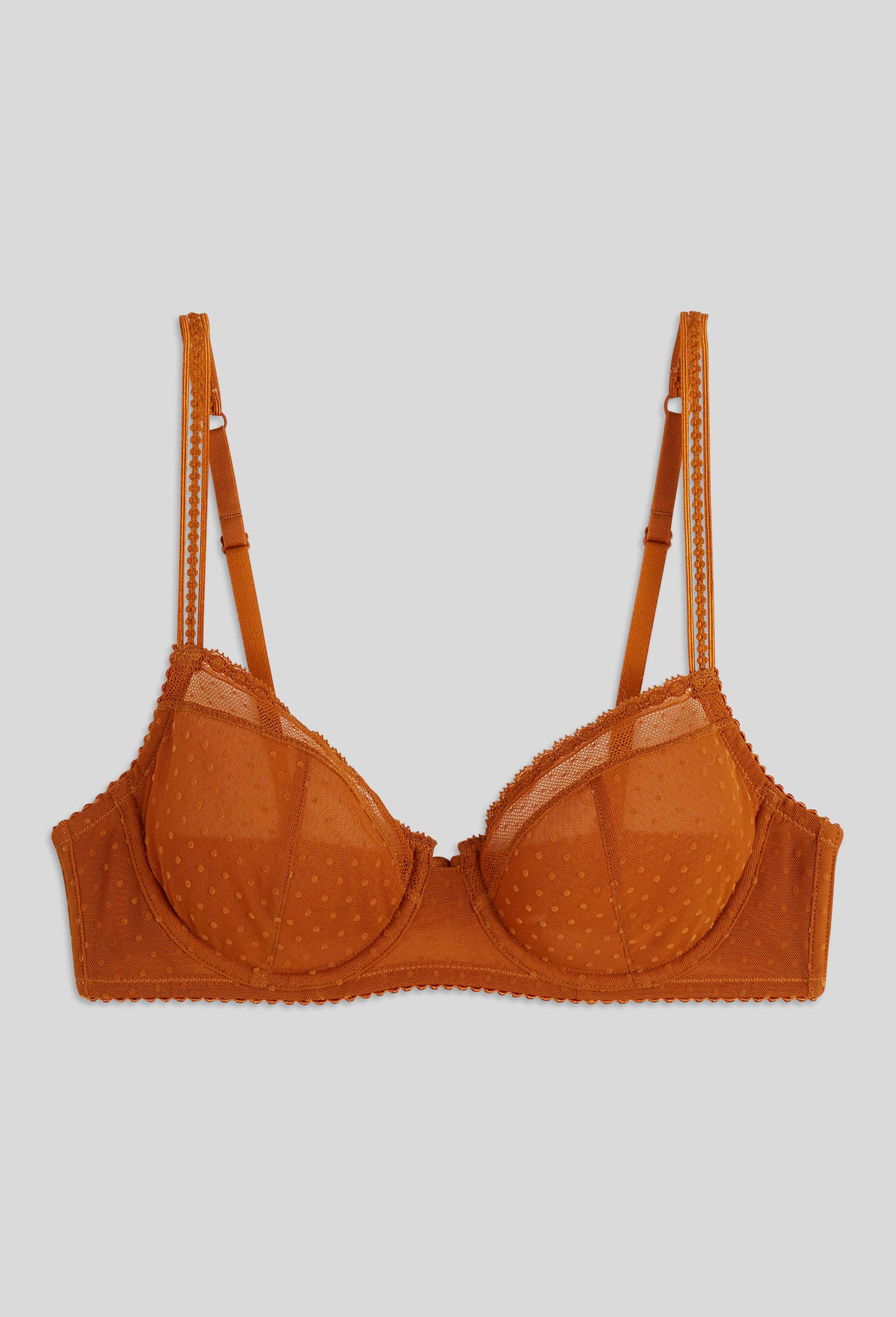 Soutien-gorge corbeille balconnet ADELE en tulle flocké, Brun, large image number 0